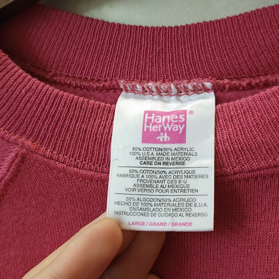 90s 헤인즈 빈티지 스웻셔츠 플레인 스웻셔츠 핫핑크 L 상품이미지6