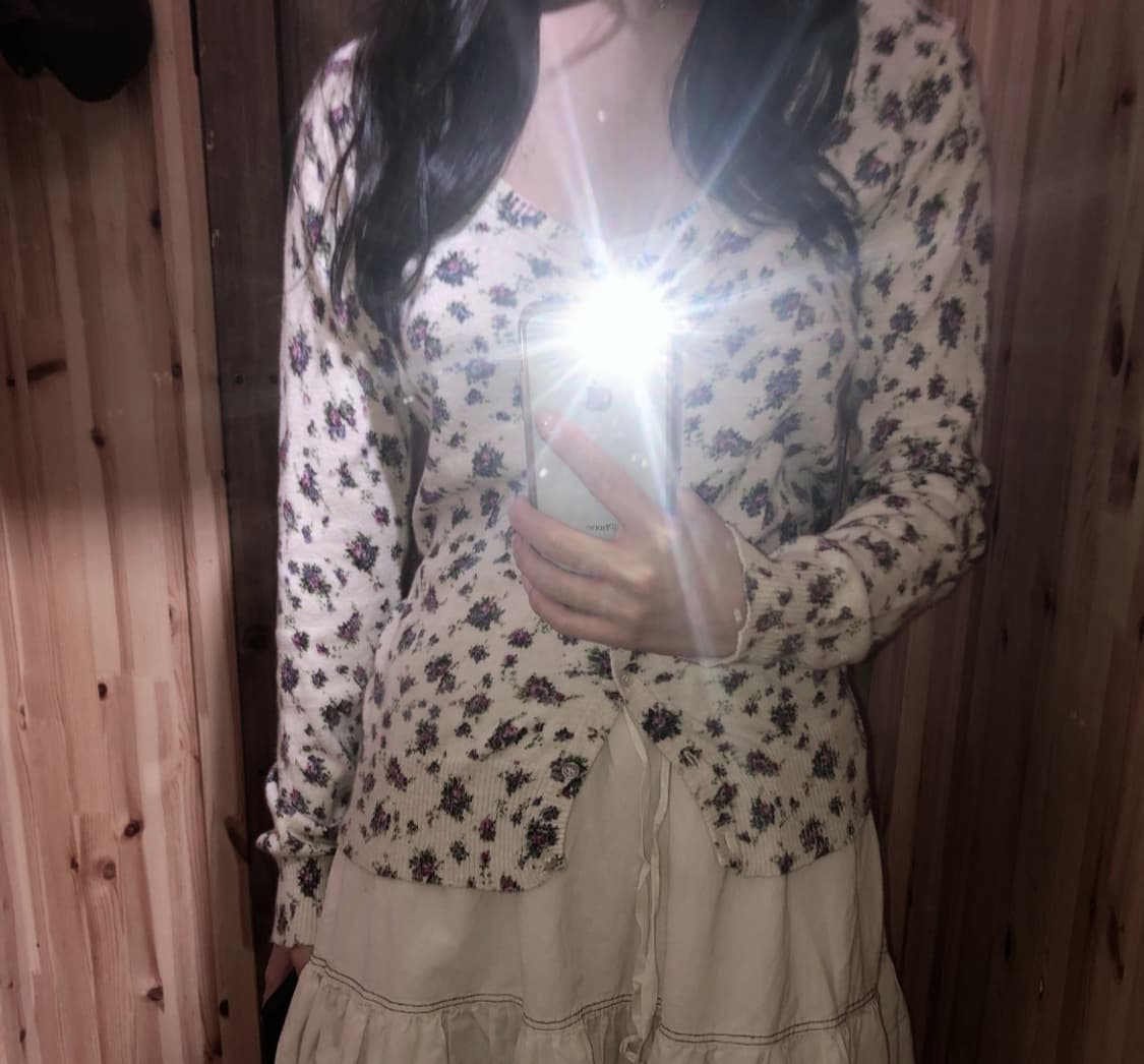 일본 빈티지 일브 플로럴 가디건 모리걸 상품이미지2