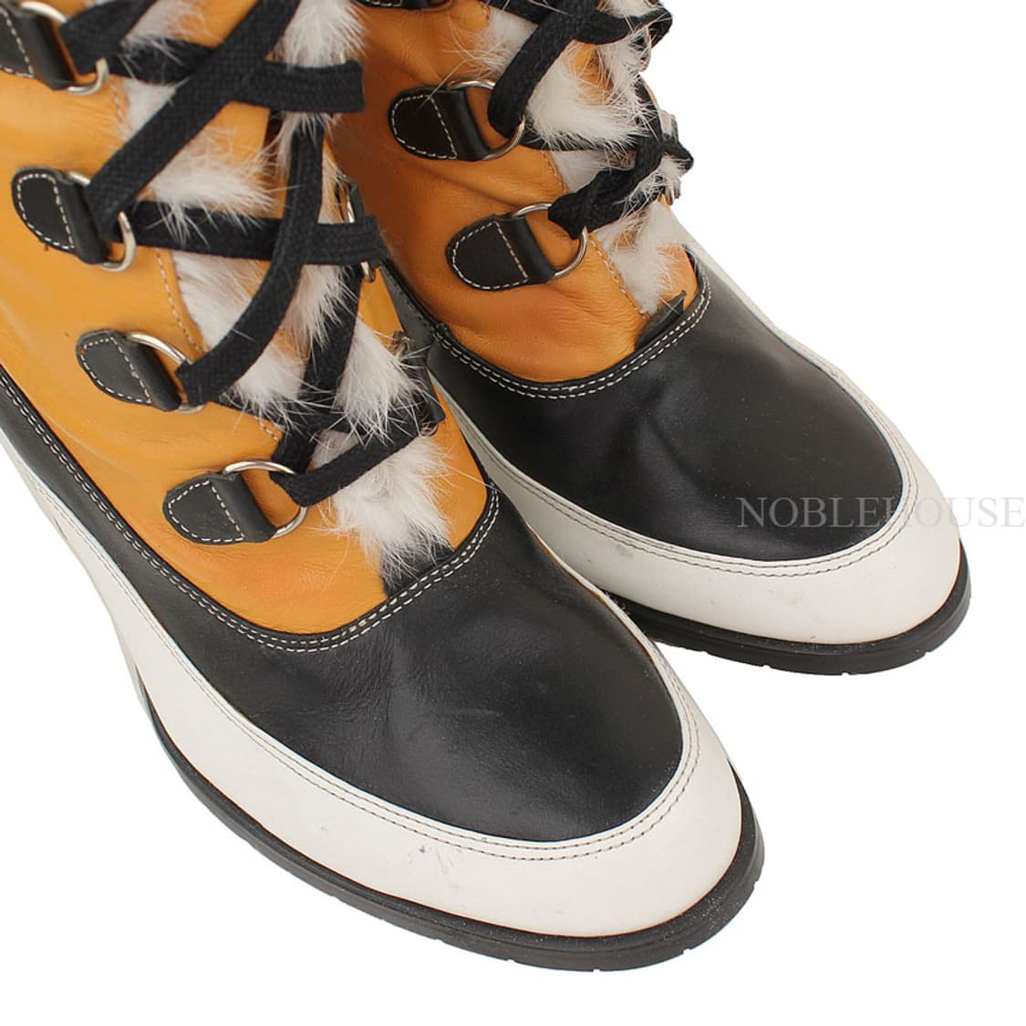 디스퀘어드2 탠저린오렌지 퍼장식 레이스업 미들부츠 38 상품이미지5