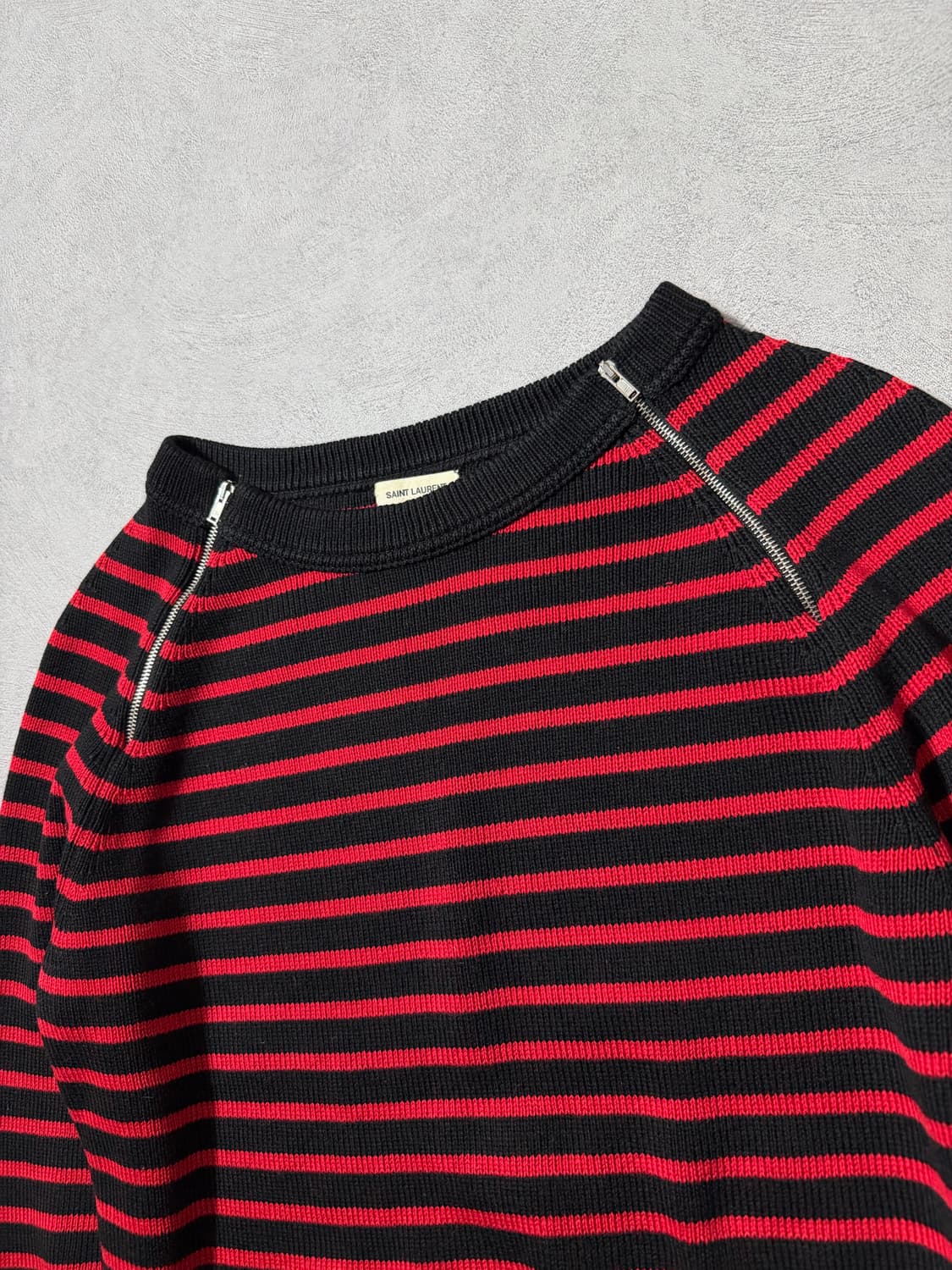 15FW 생로랑 더블지퍼 스트라이프 니트 상품이미지5
