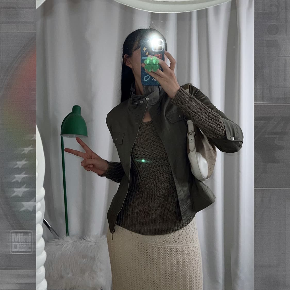 카키 Y2K 넥버클 자켓 상품이미지4