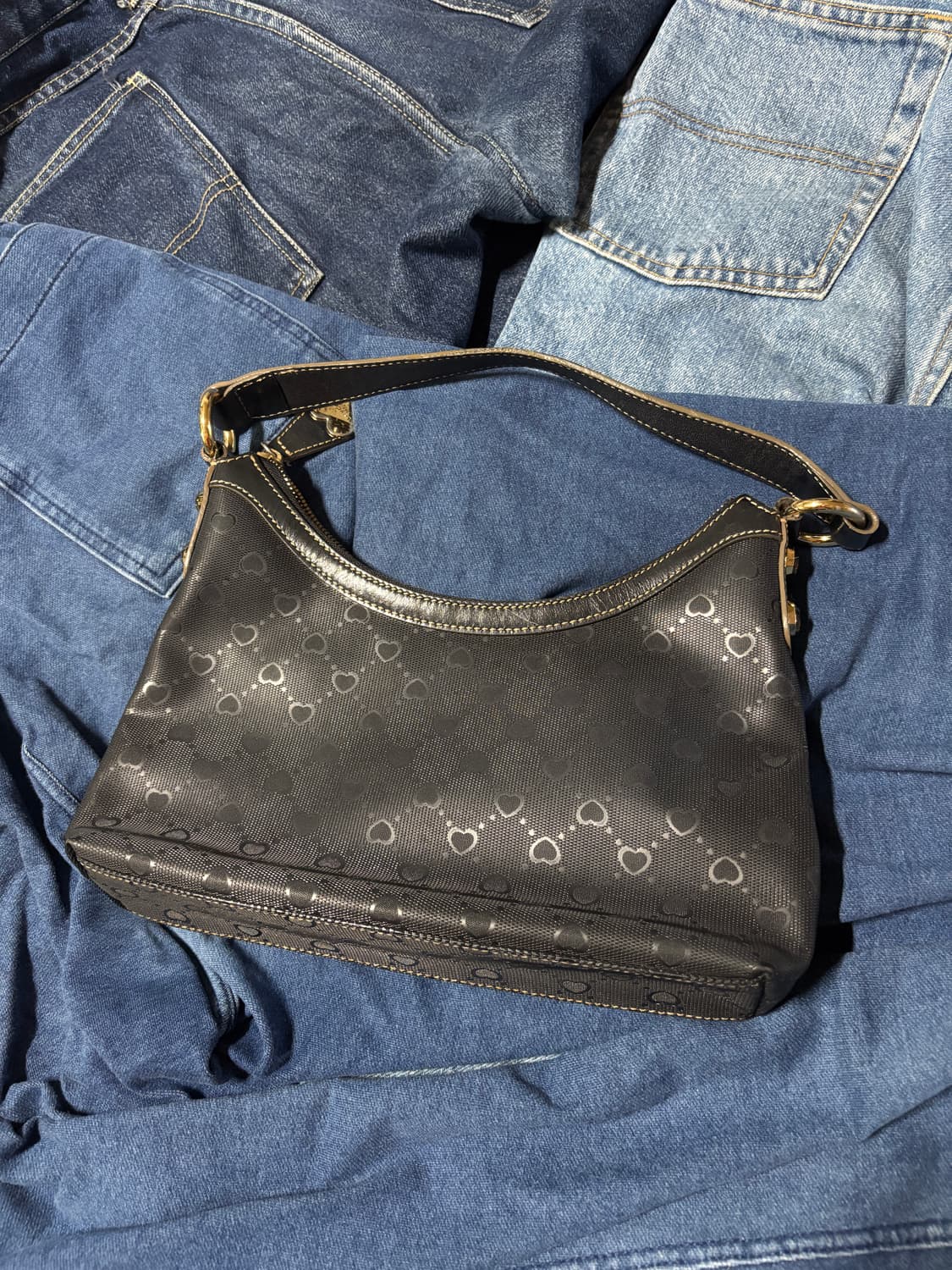 vintage love cat metalleather string bag 상품이미지1