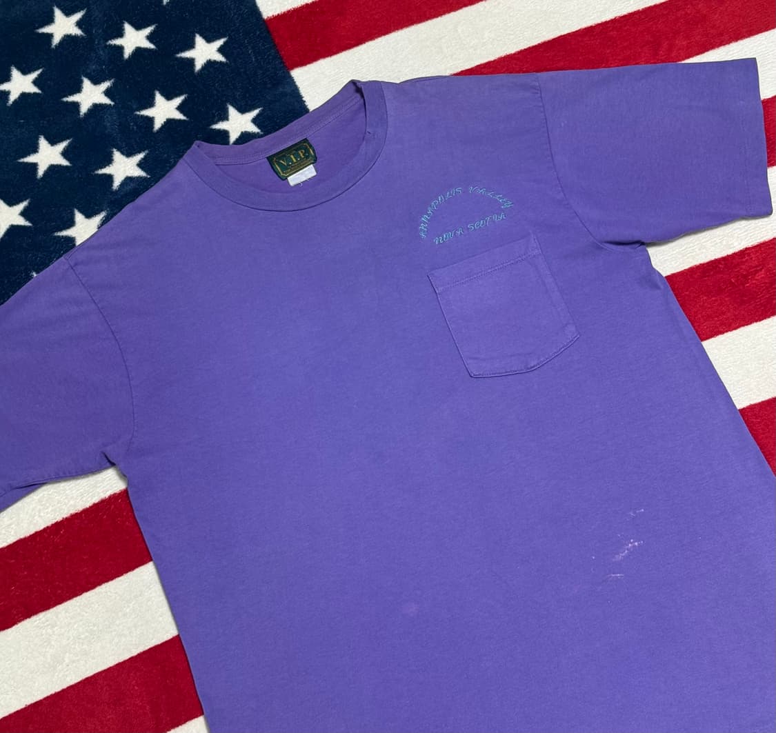 90s 빈티지 포켓티 퍼플 무지 티셔츠 Vintage T-Shirt 상품이미지7
