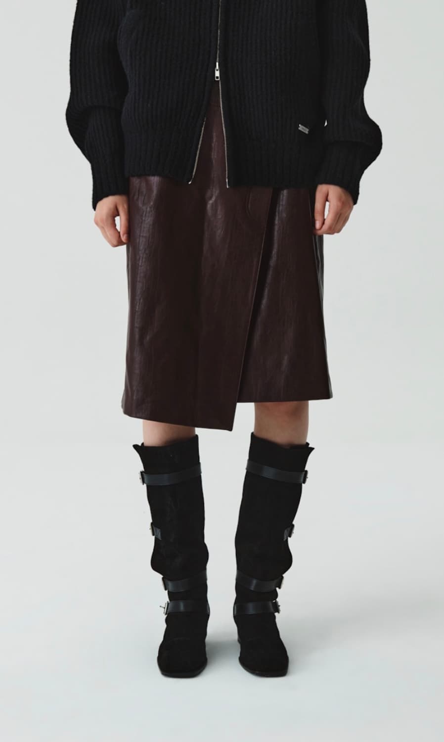 킴마틴 레더 랩 스커트 상품이미지2