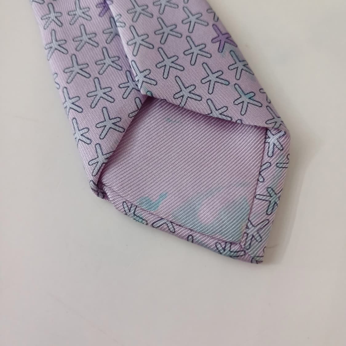 에르메스 실크 라벤더 불가사리 패턴 넥타이 9.2cm A등급 A19028 상품이미지10