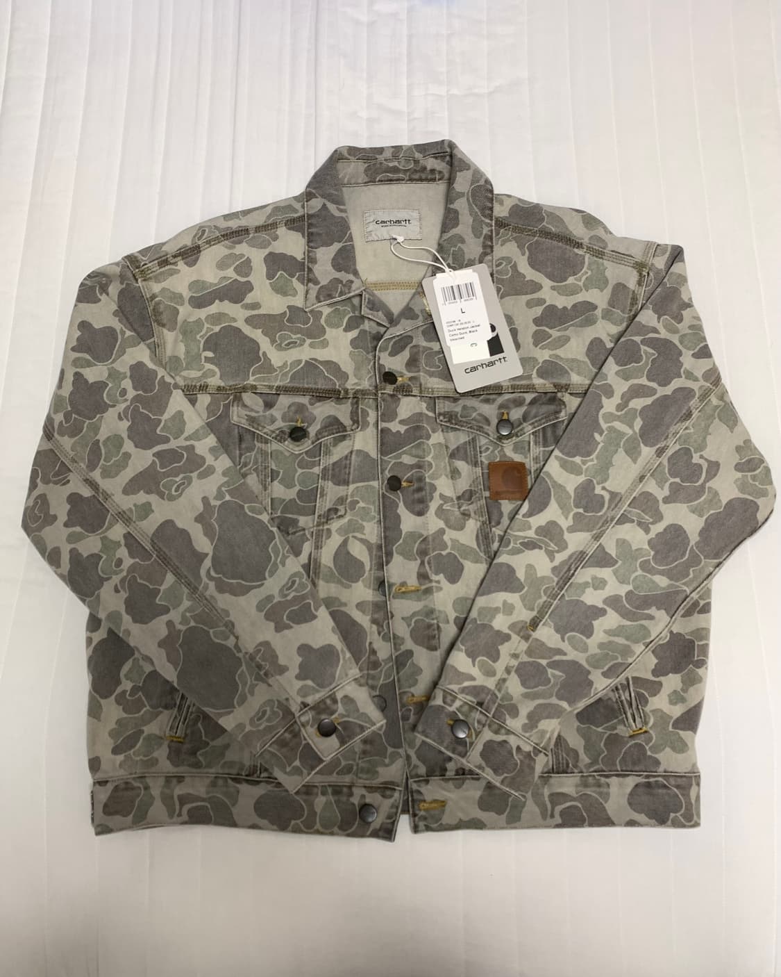 [L] 칼하트 WIP 덕 헬스턴 자켓 카모 덕 블랙 블리치드 상품이미지2