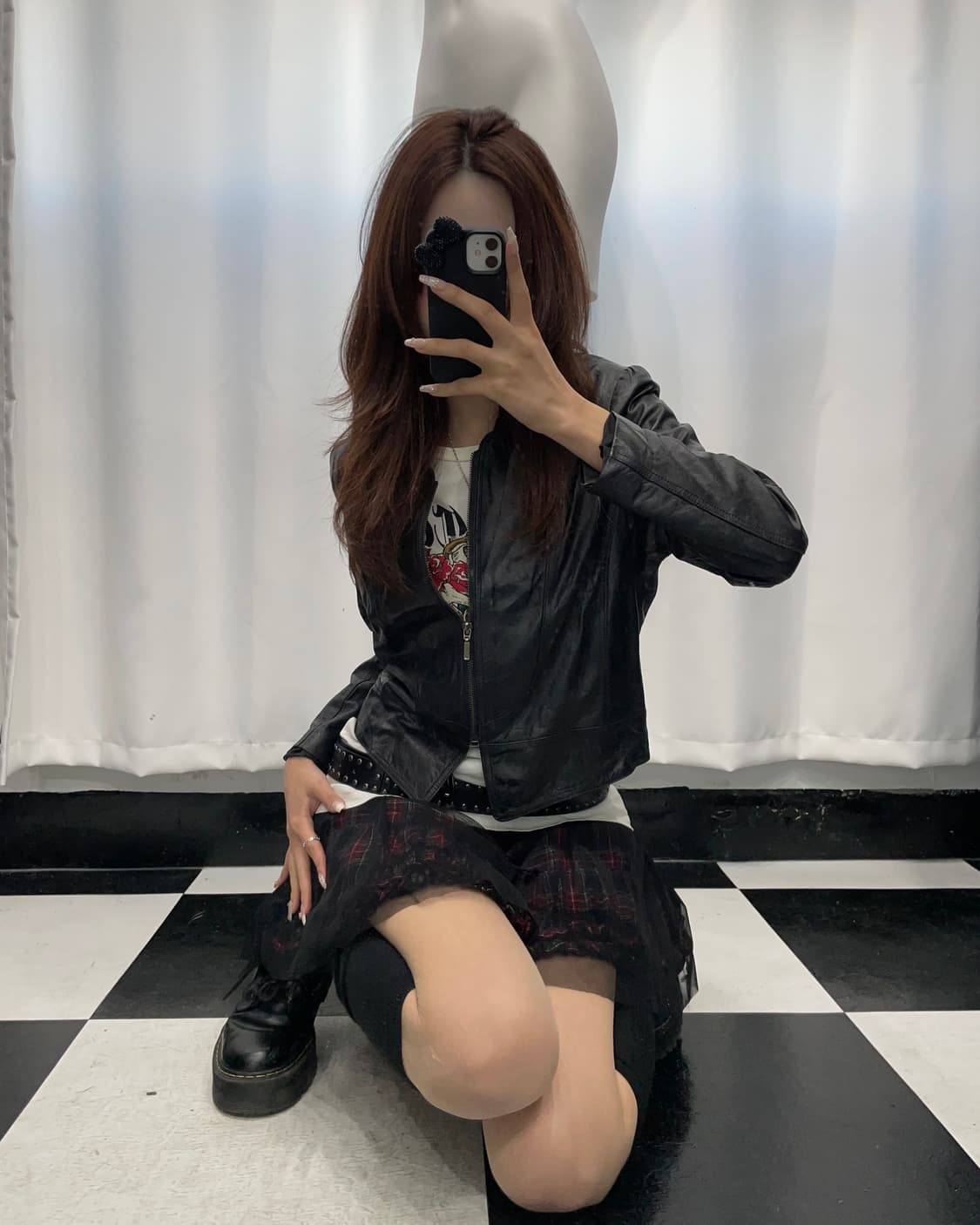 🎸블랙 레더 자켓 상품이미지1