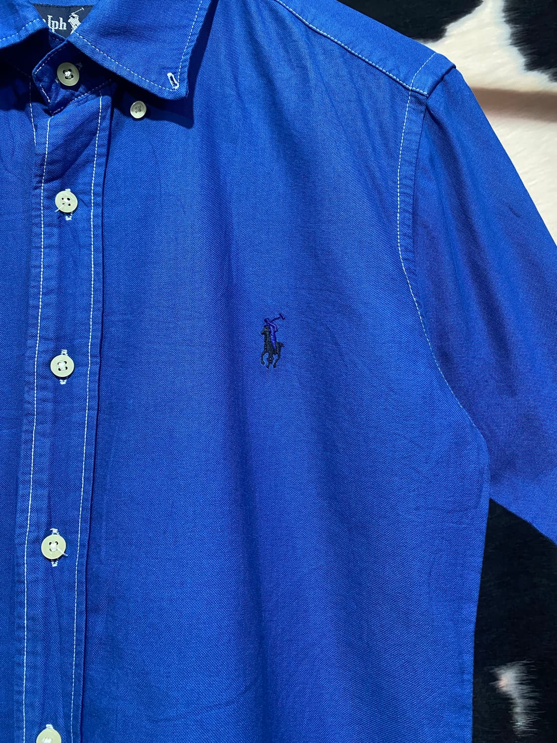 Ralph Lauren 화이트 스티치 디테일 코튼 반팔 셔츠 상품이미지3