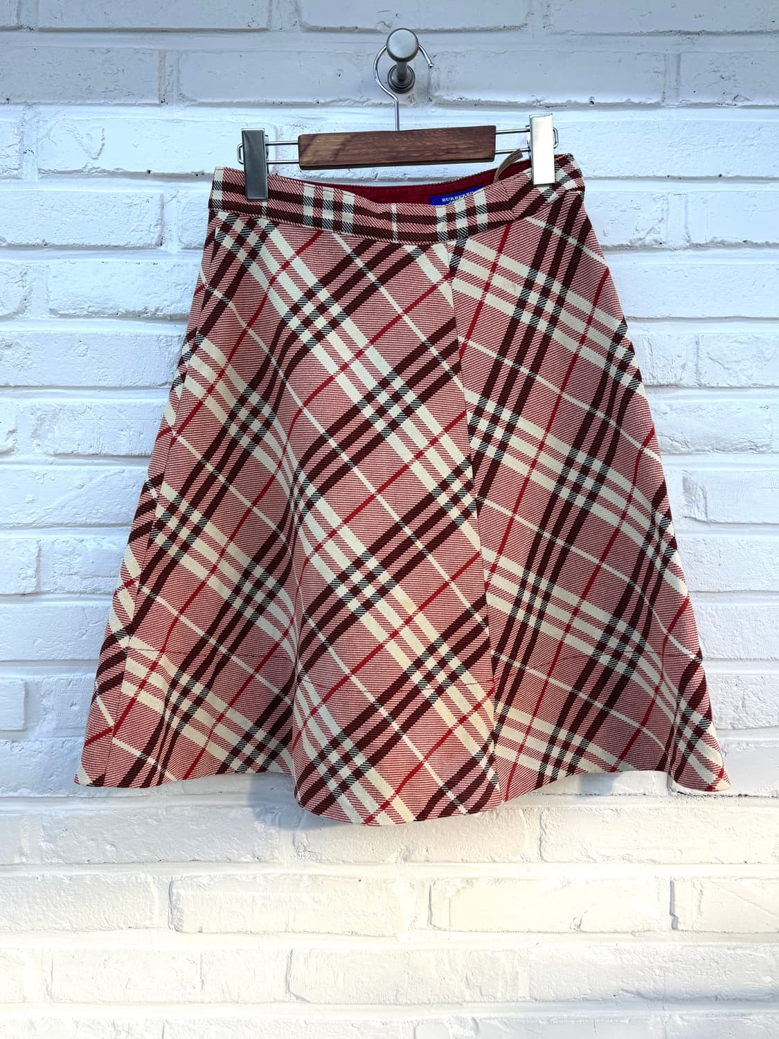 버버리 블루라벨 레드 체크 미디스커트 상품이미지3