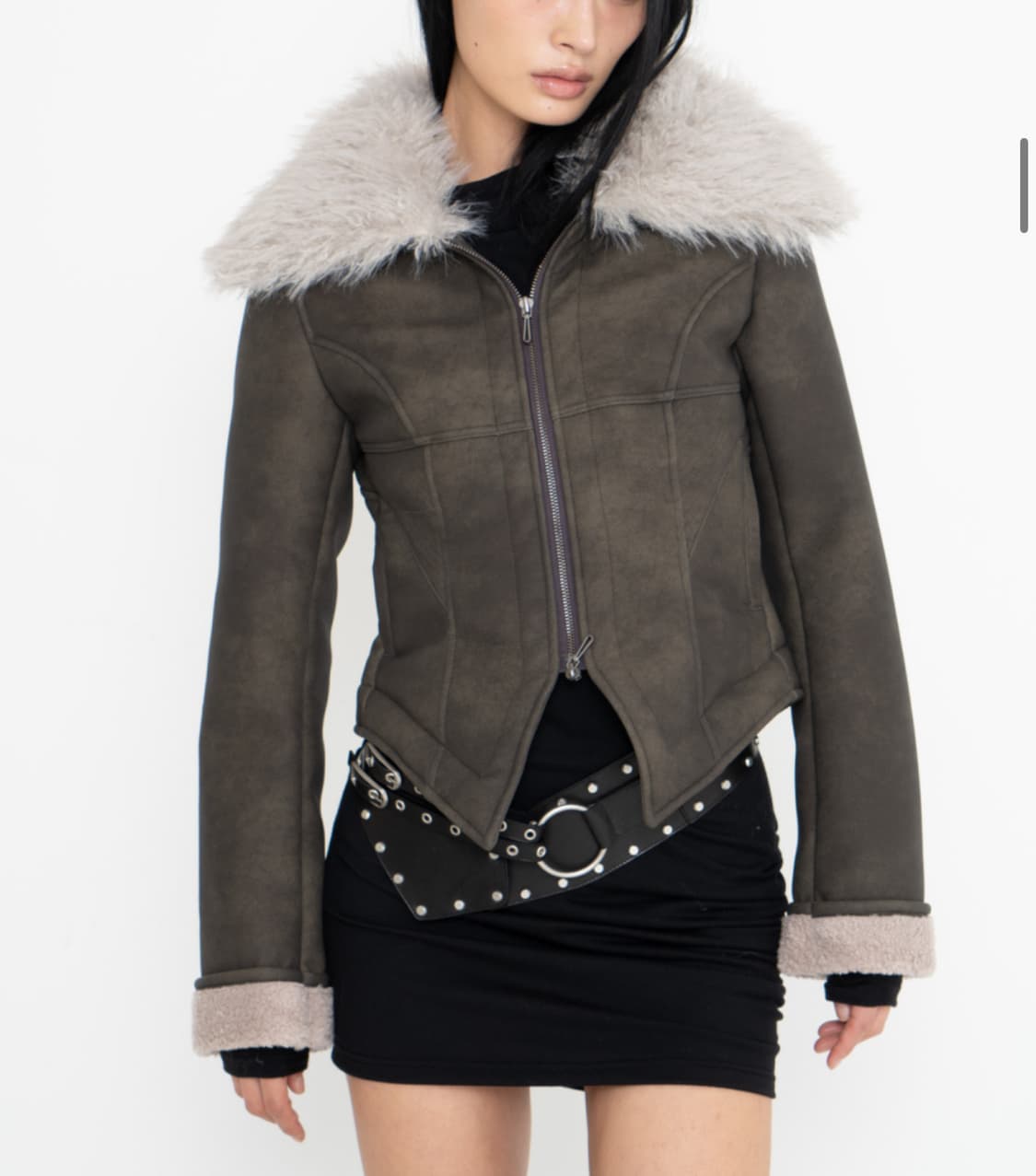 2000아카이브 알렉스 퍼 무스탕 자켓 카키 1사이즈 상품이미지4