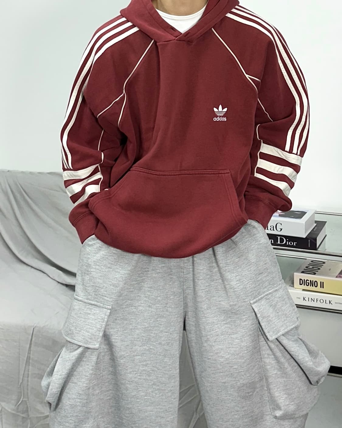아디다스 파이어버드 버건디 후드티 XL 상품이미지1