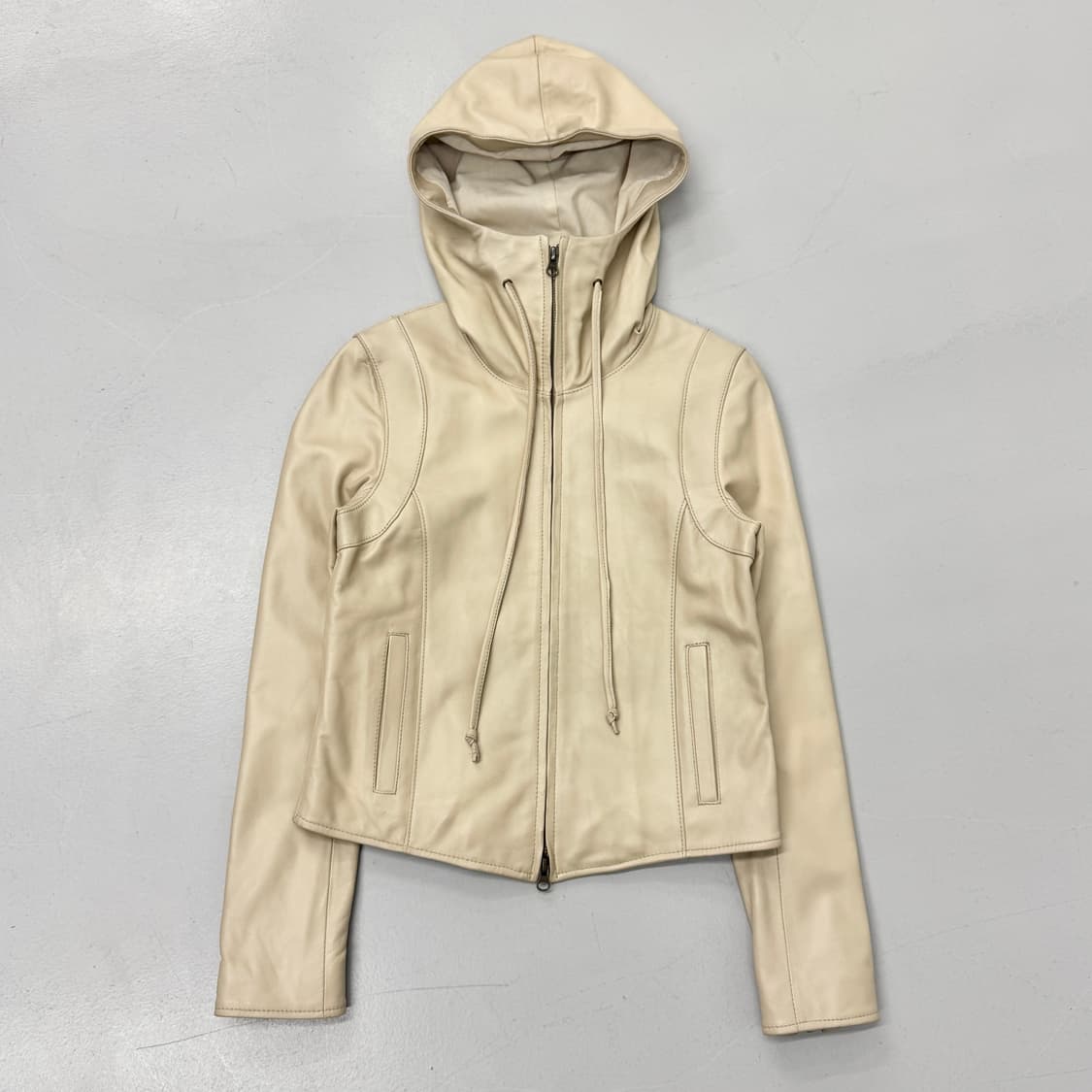 릭오웬스맛 리얼레더 하이넥 후드 가죽자켓 상품이미지2