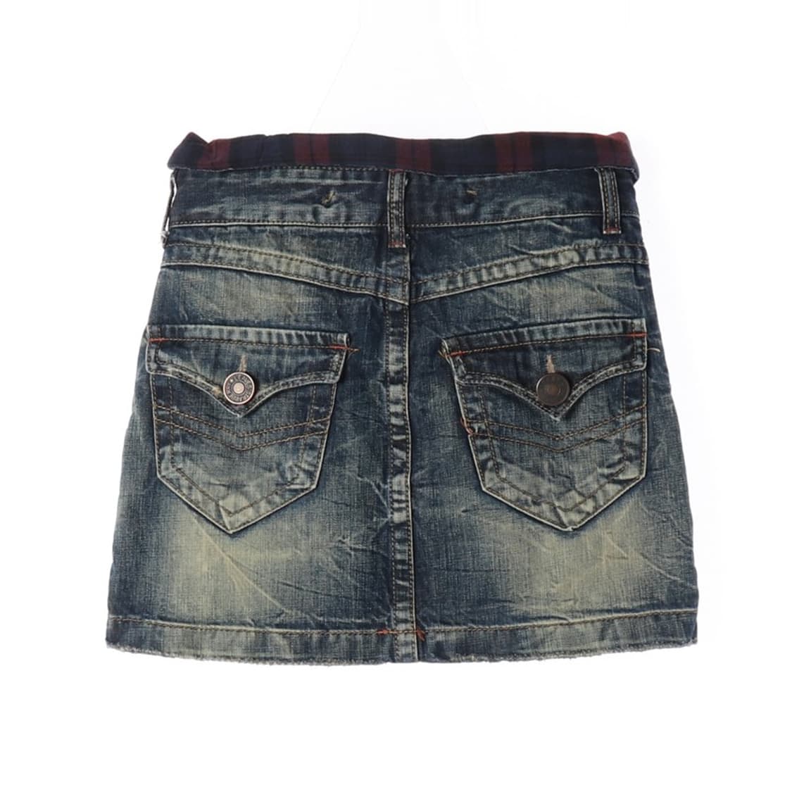 로리타진 체크 배색 빈티지 데님 미니스커트 S 상품이미지2