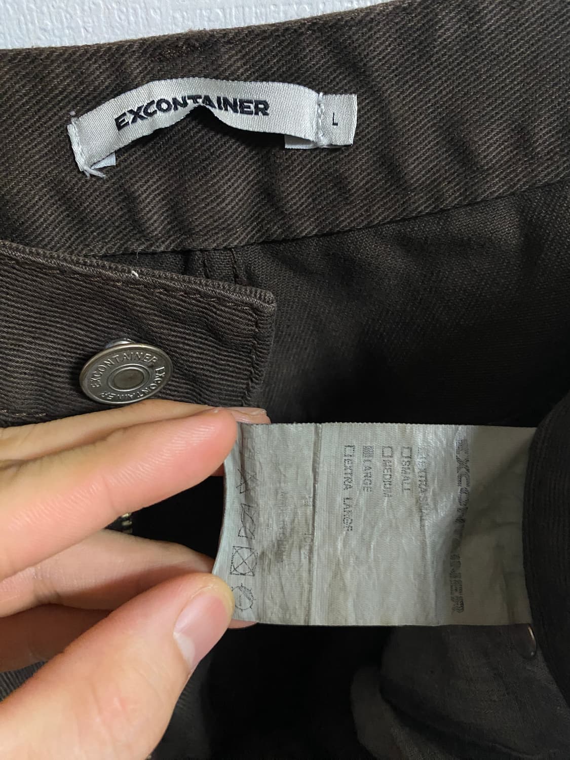 (34)빈티지 와이드핏 다크브라운 더블니 워크팬츠 상품이미지5