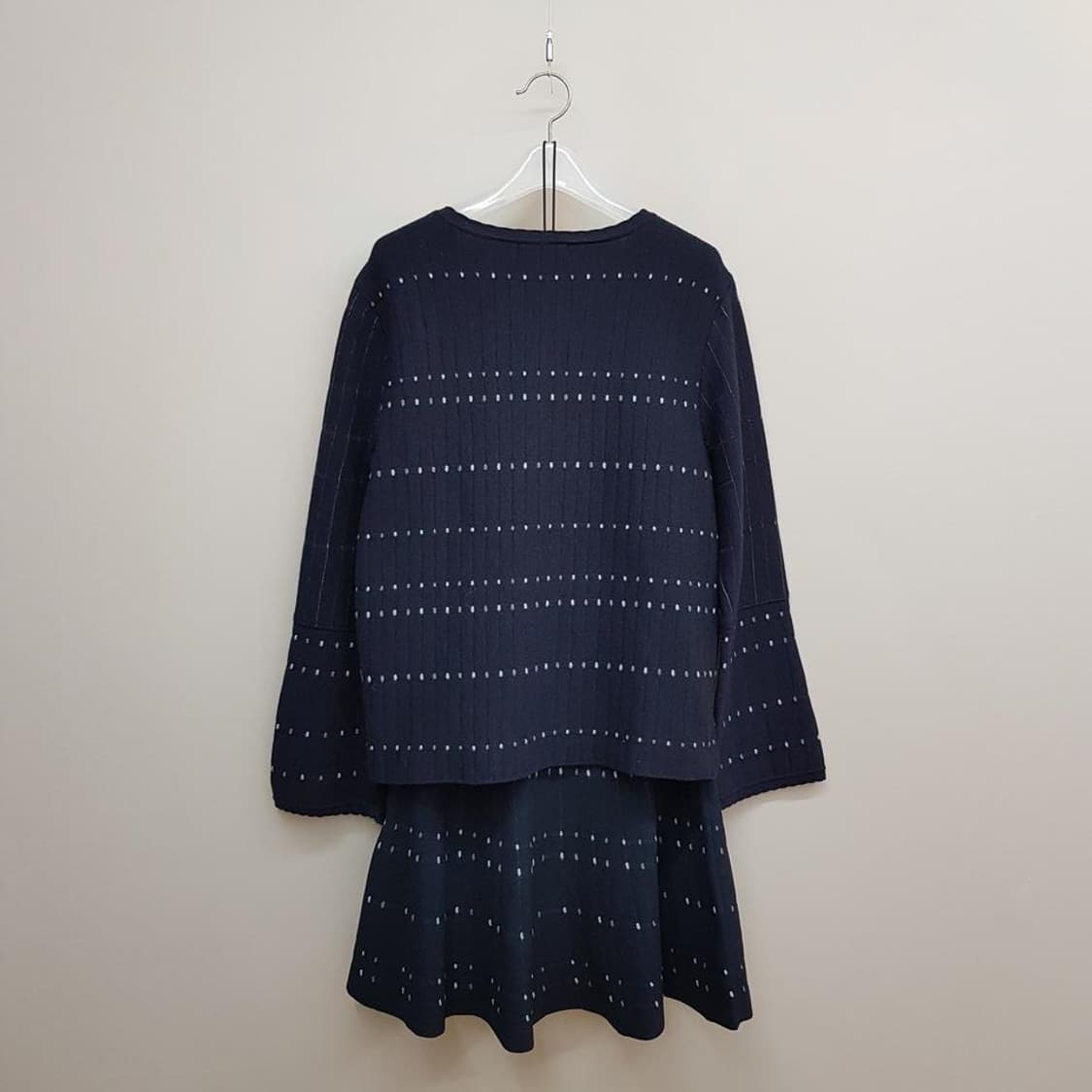 한섬 SJSJ  도트 스트라이프 니트 투피스 세트  F사이즈 상품이미지2