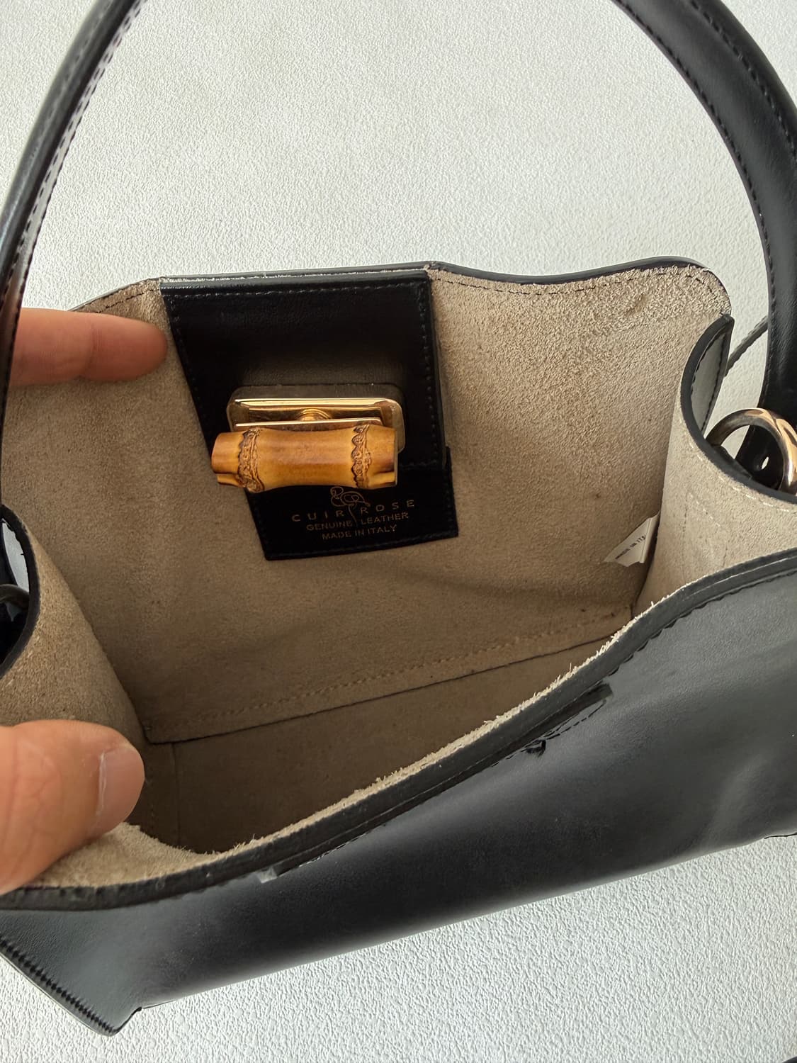 MADE IN ITALY 레더 뱀부 토트백(크로스 가능) 상품이미지8