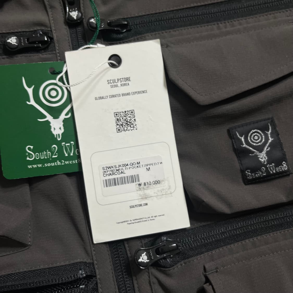 새상품(M)남이서팔 멀티 포켓 지퍼 투웨이 자켓 립스탑 차콜 상품이미지3