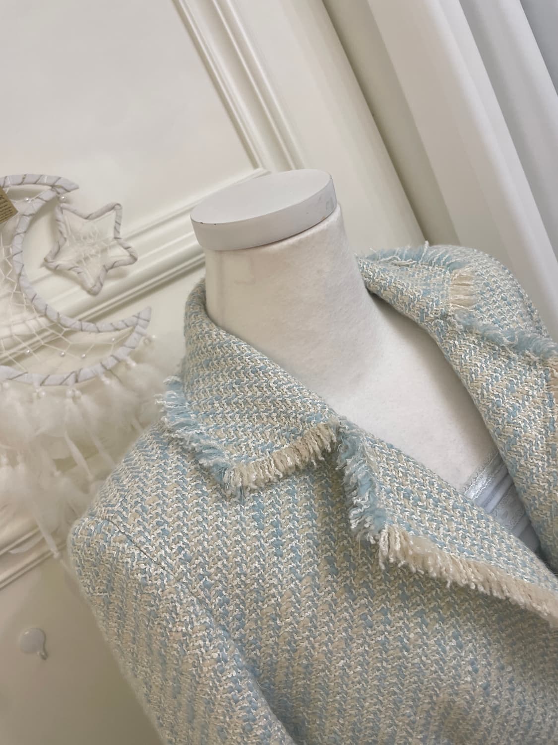 mint beige tweed one-button jacket 상품이미지9