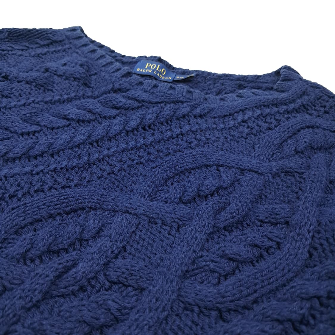 CL098 S 폴로 랄프로렌 코튼 다크 네이비 피셔맨 케이블 니트 상품이미지4