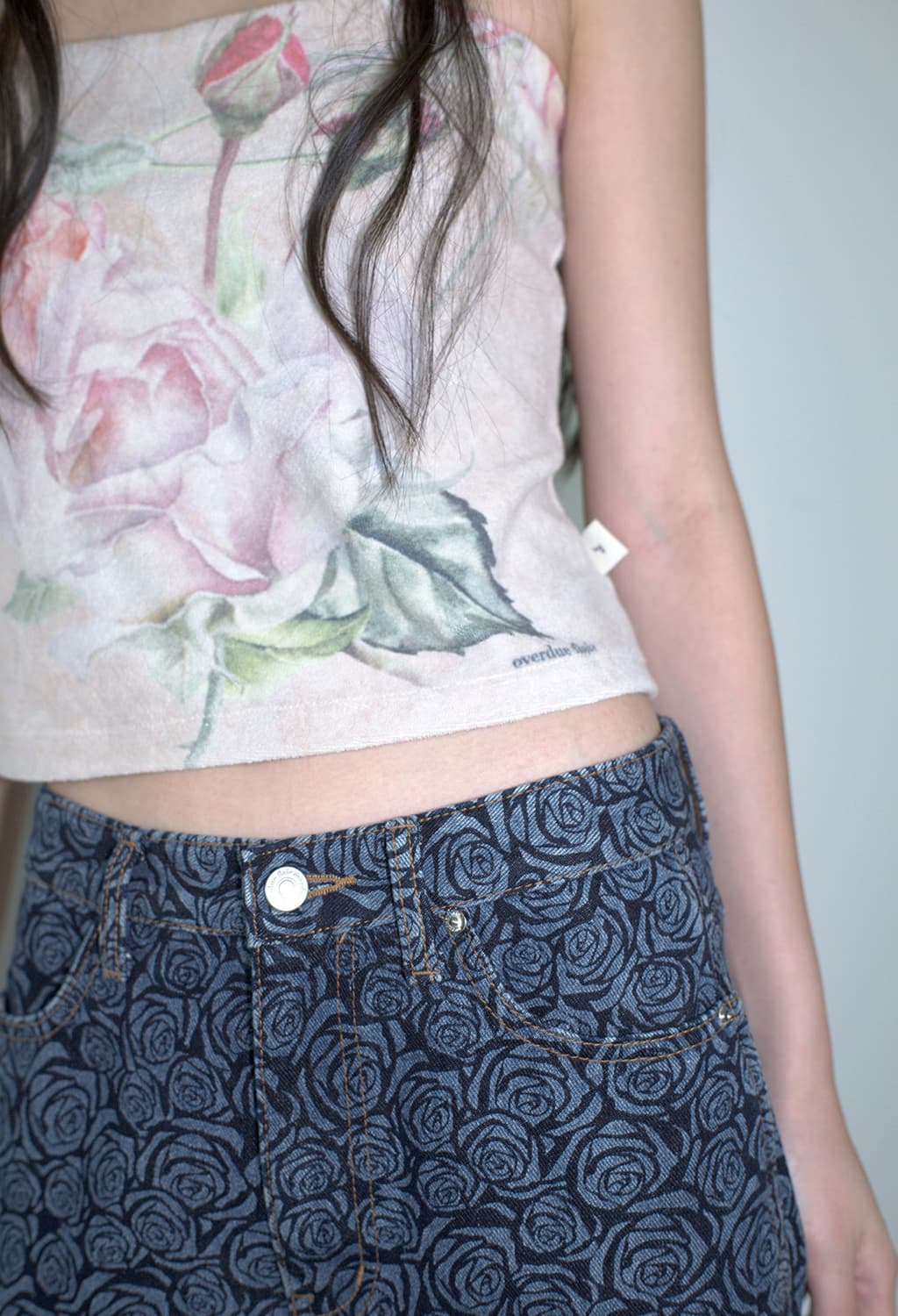 Overdue flair Floral Terry Tube Top 상품이미지2