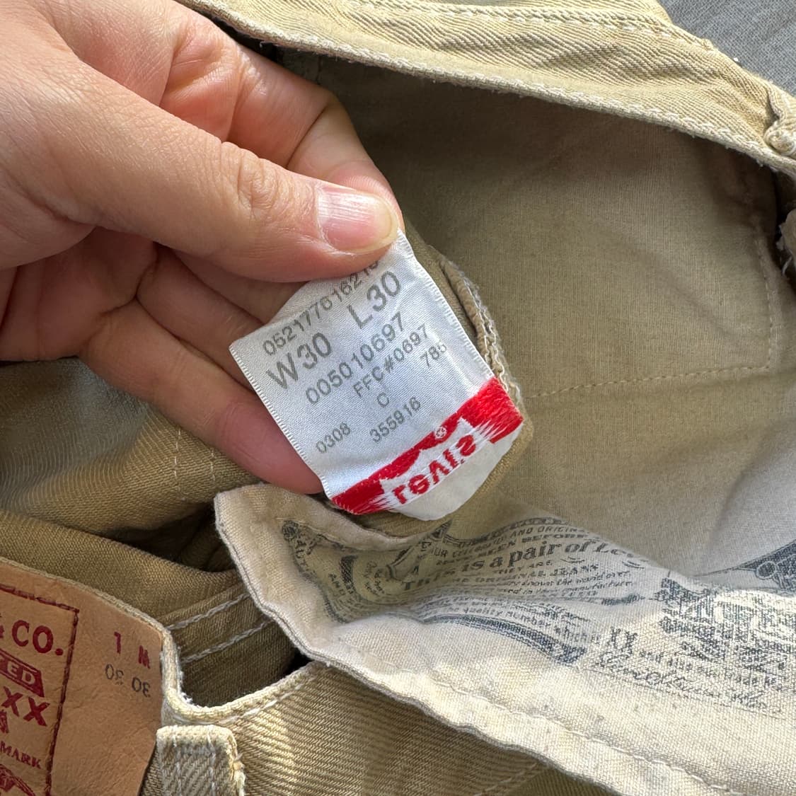 리바이스 00s 빈티지 베이지 코튼 501 30 상품이미지8