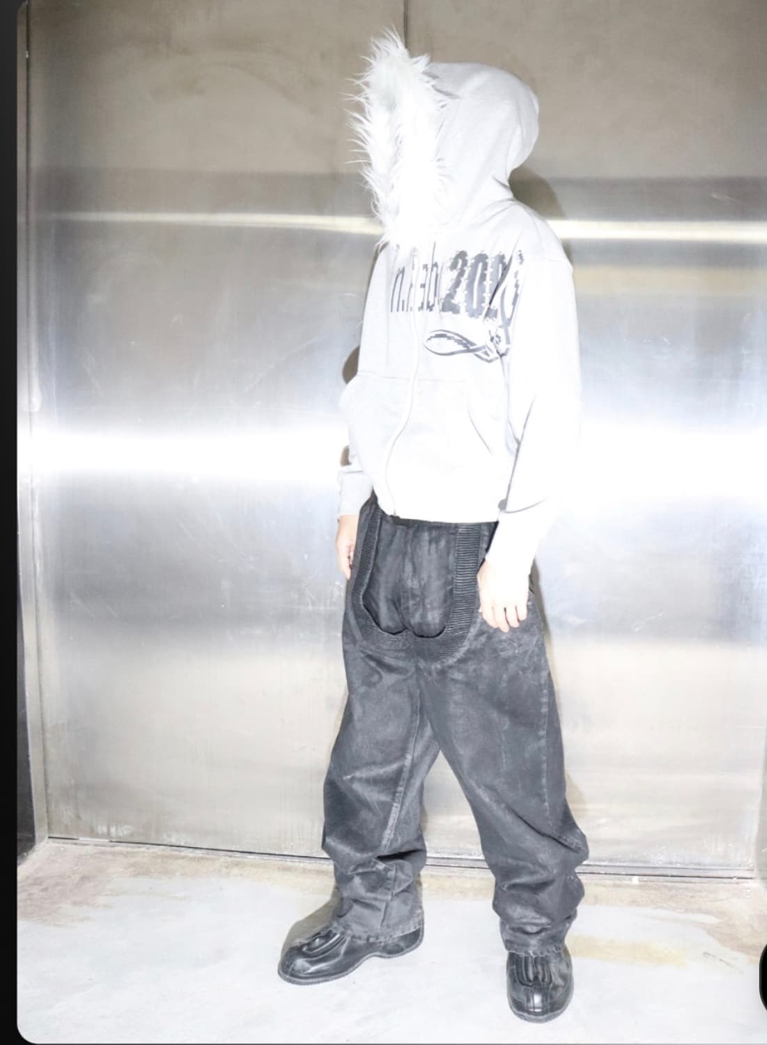 비엑세스 퍼 후드집업 그레이 상품이미지3