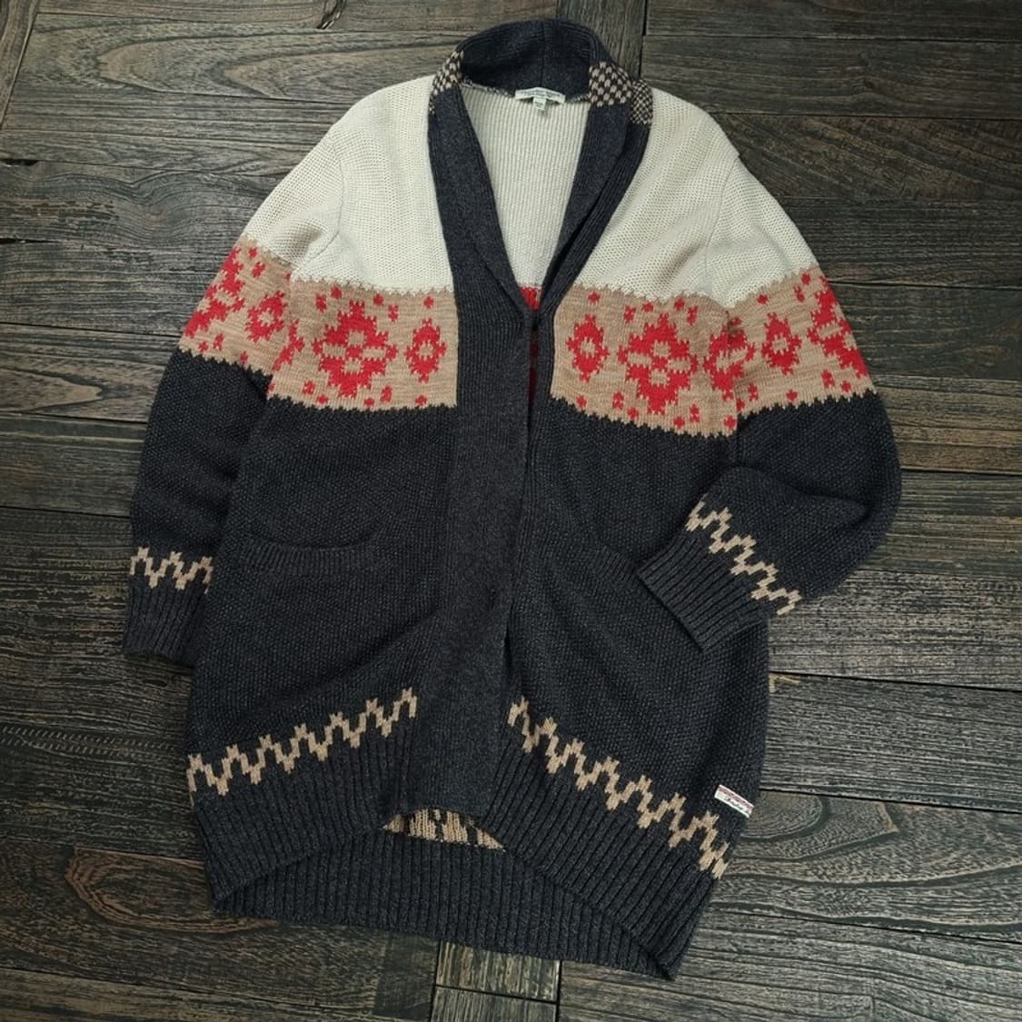 [써스데이아일랜드] 에스닉 패턴 숄카나 롱 가디건 M18883 상품이미지1