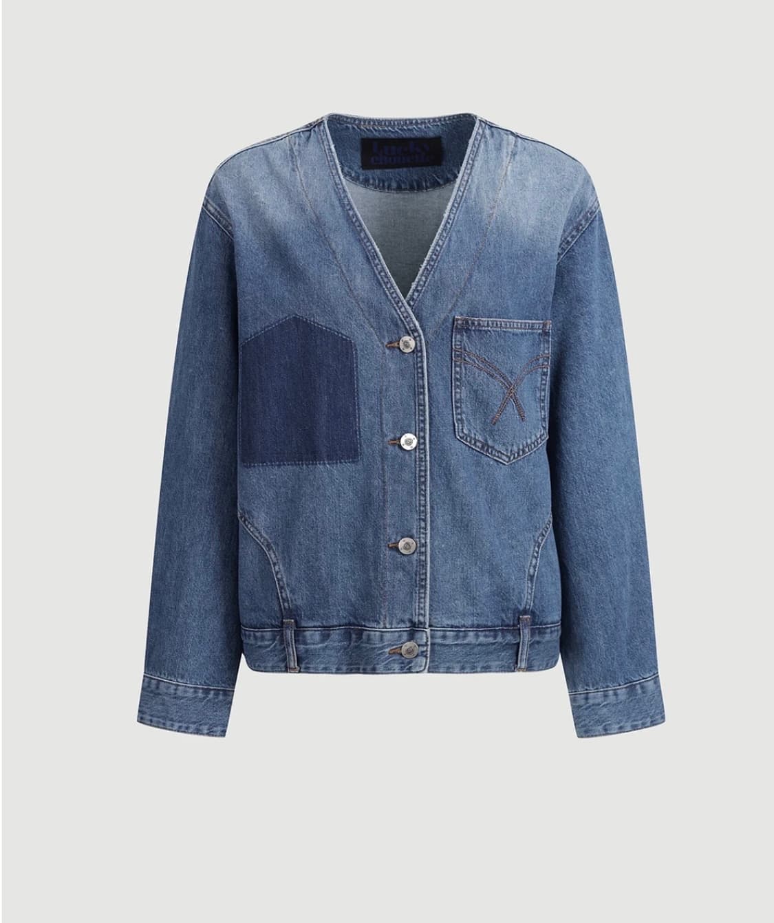 (새상품) 럭키슈에뜨 V넥 오버사이즈 데님 자켓 38 상품이미지5