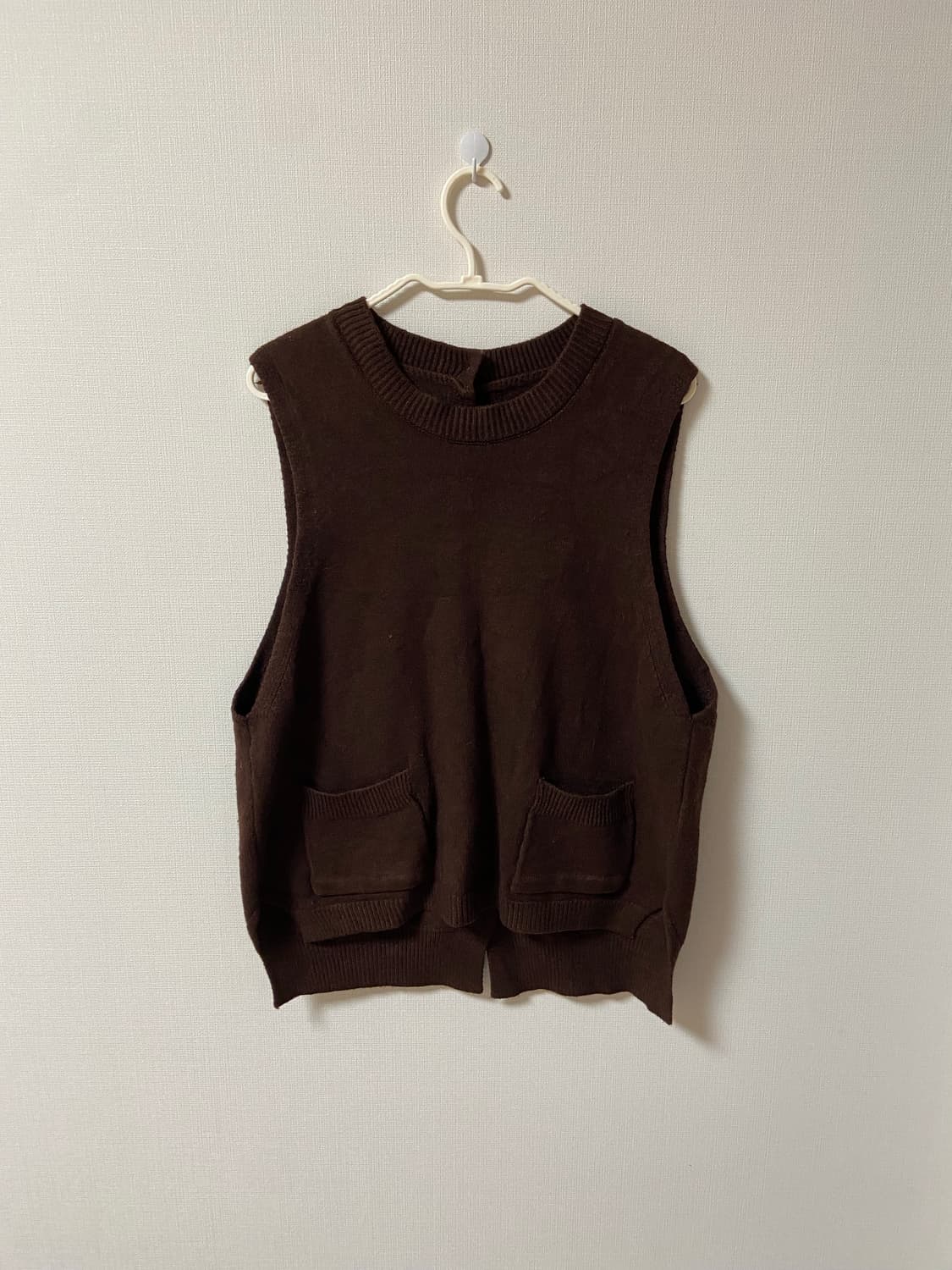 빈티지 모리걸 하구미 포인트 니트 단추조끼 상품이미지1