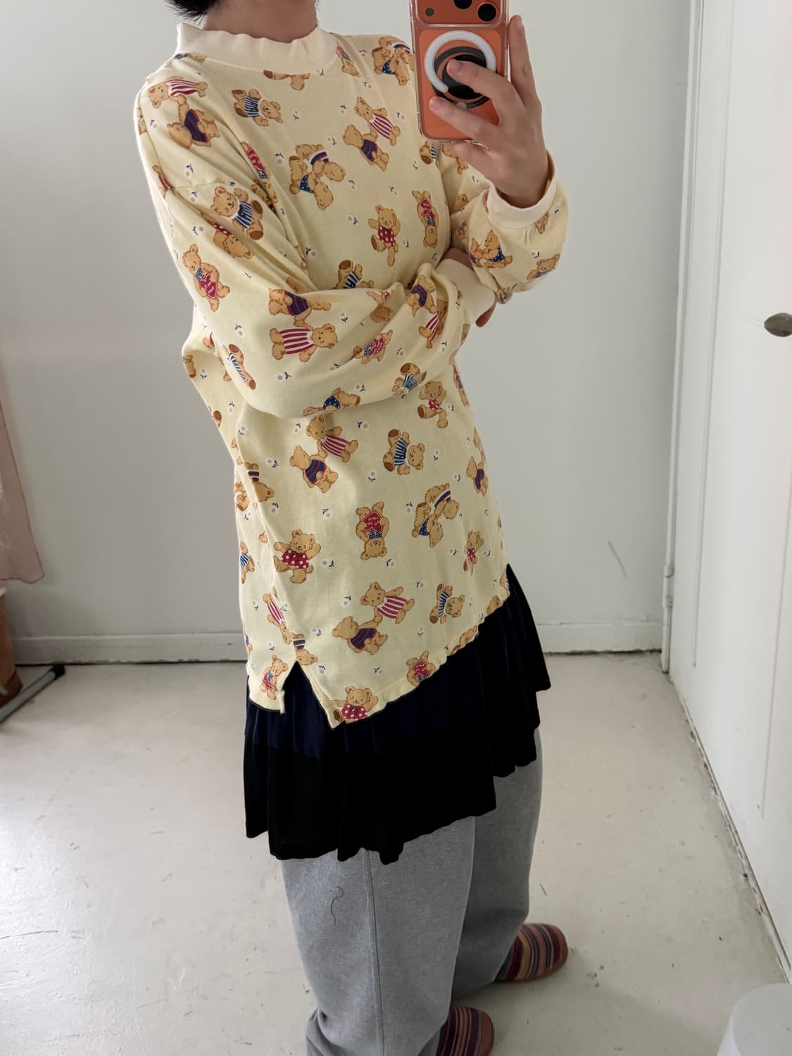 일본빈티지 엘로우 베어 롱슬리브 상품이미지4