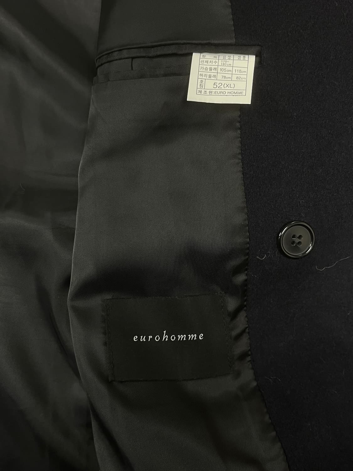 [52] 유로옴므 네이비 피크드 라펠 더블 코트 상품이미지3