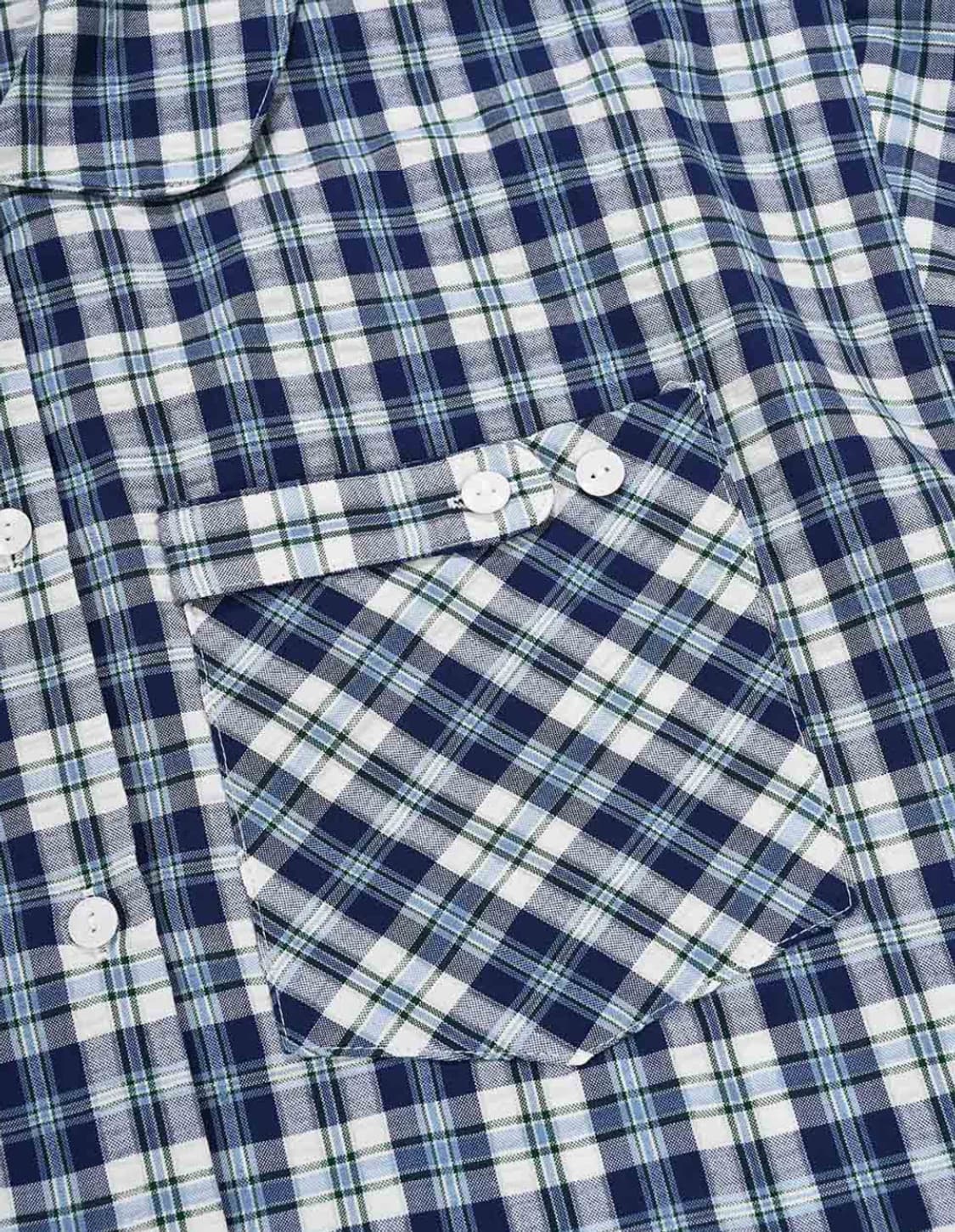 오헤시오 CHECK POCKET HALF SHIRT, BLUE 상품이미지4