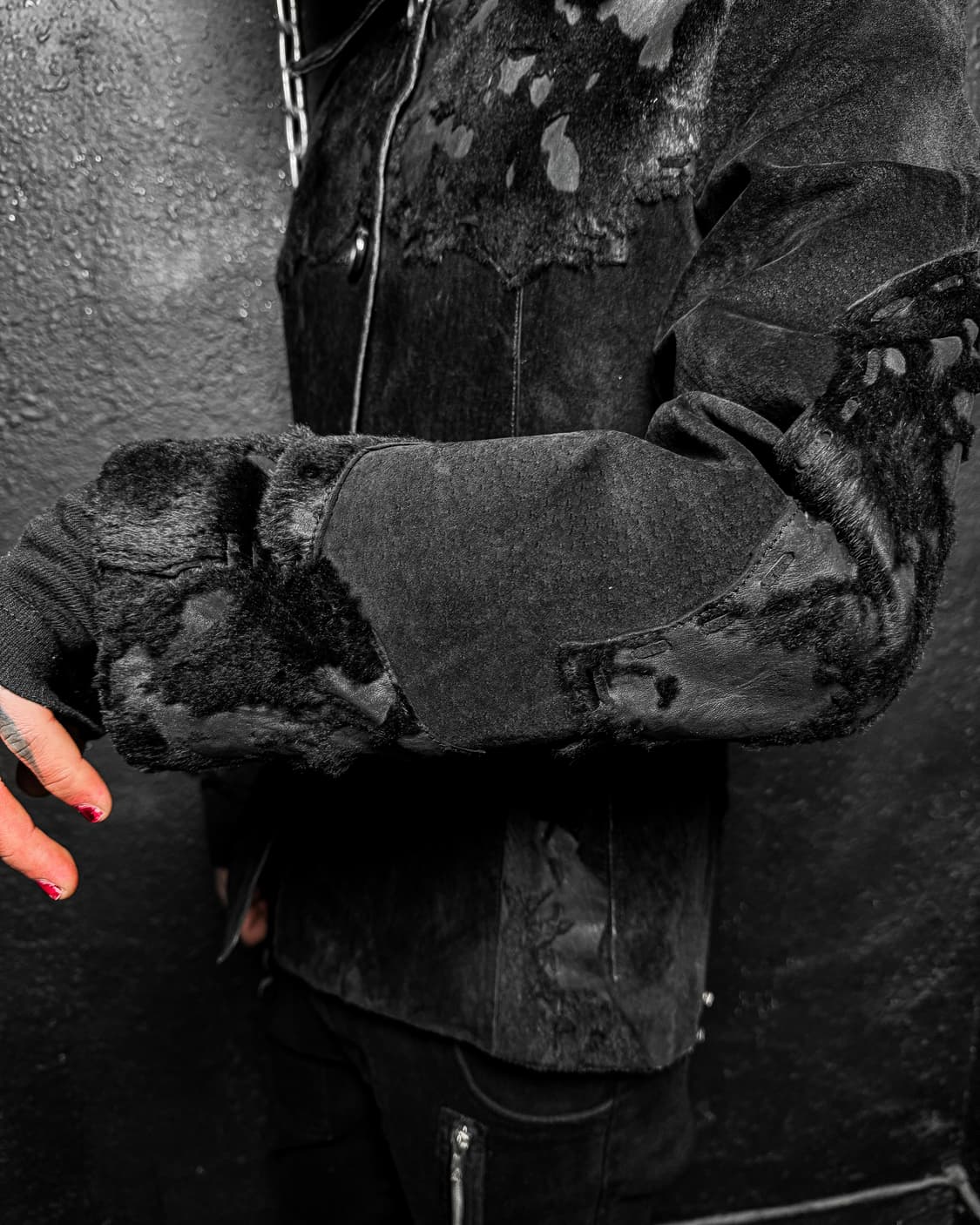 Vintage Pony Hair Panel Leather Jacket   상품이미지3