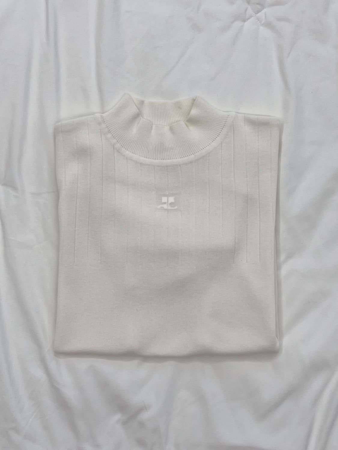courreges / 꾸레쥬  화이트 로고 반팔 니트     상품이미지2