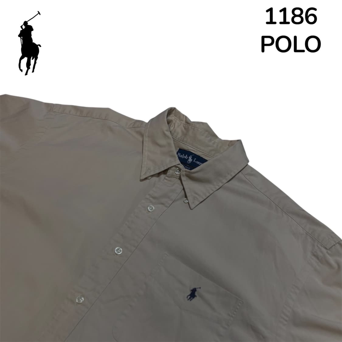 폴로 솔리드 베이지 반팔 셔츠 XL 상품이미지4