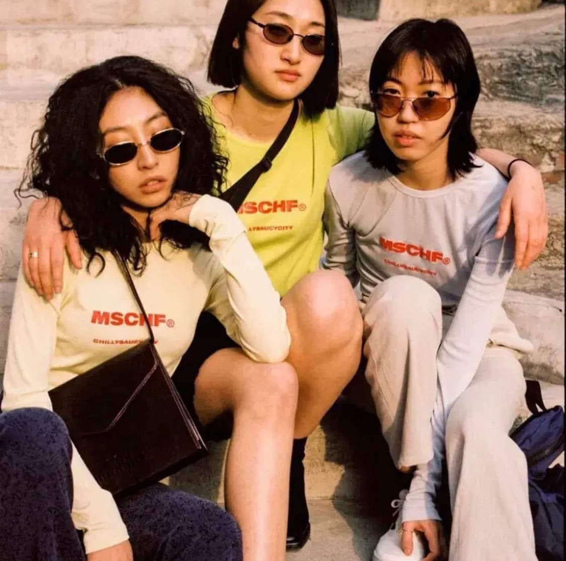 MSCHF 미스치프 텐셀 롱슬리브 라벤더블루레드로고긴팔티셔츠라운드넥나일론 상품이미지10