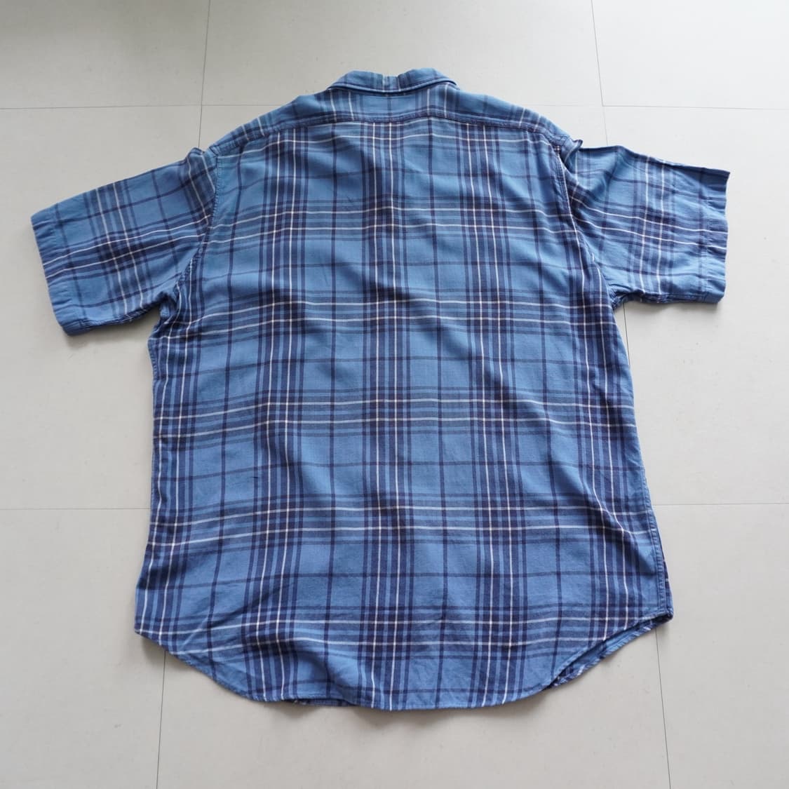 90s [XL] 폴로 랄프로렌 블루 체크 반팔 셔츠 상품이미지8