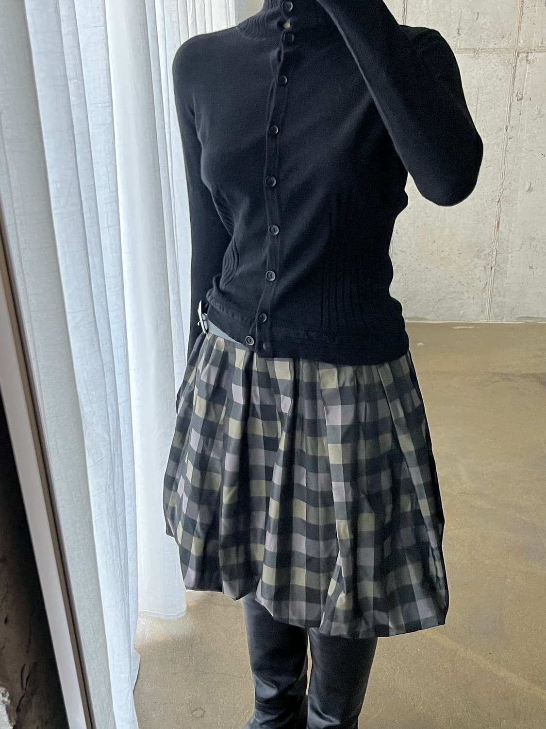 Hiroko Bis 히로코비스 하이넥 가디건 블랙 상품이미지7