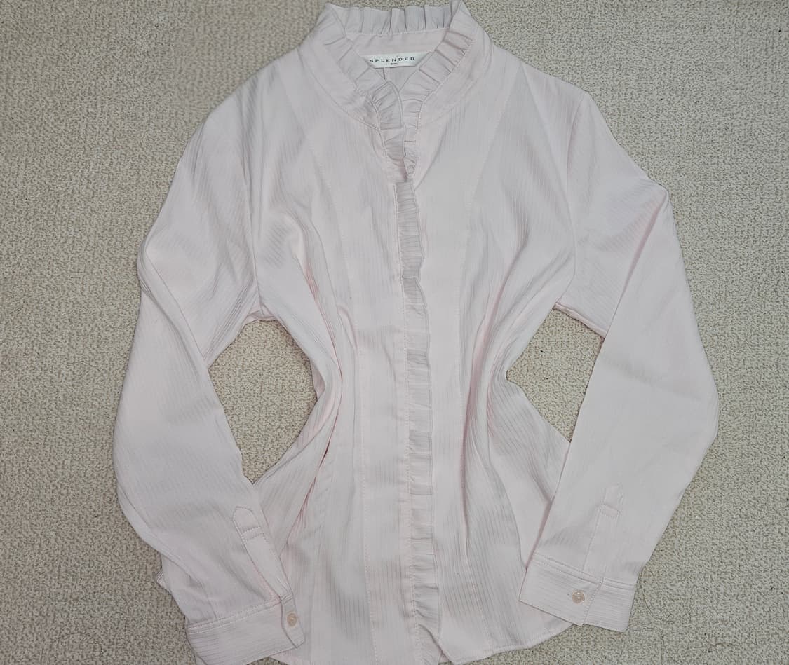 베이비 핑크 프릴 셔츠 / 일본 빈티지 히메 갸루 긱시크 러블리 상품이미지1