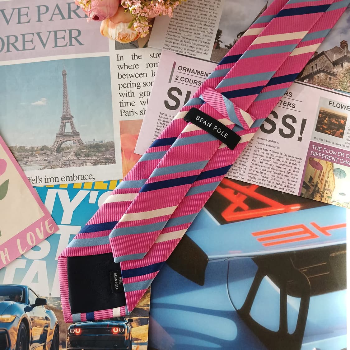 빈폴 실크 핑크 스트라이프 넥타이 8.5cm A등급 A19171
 상품이미지3