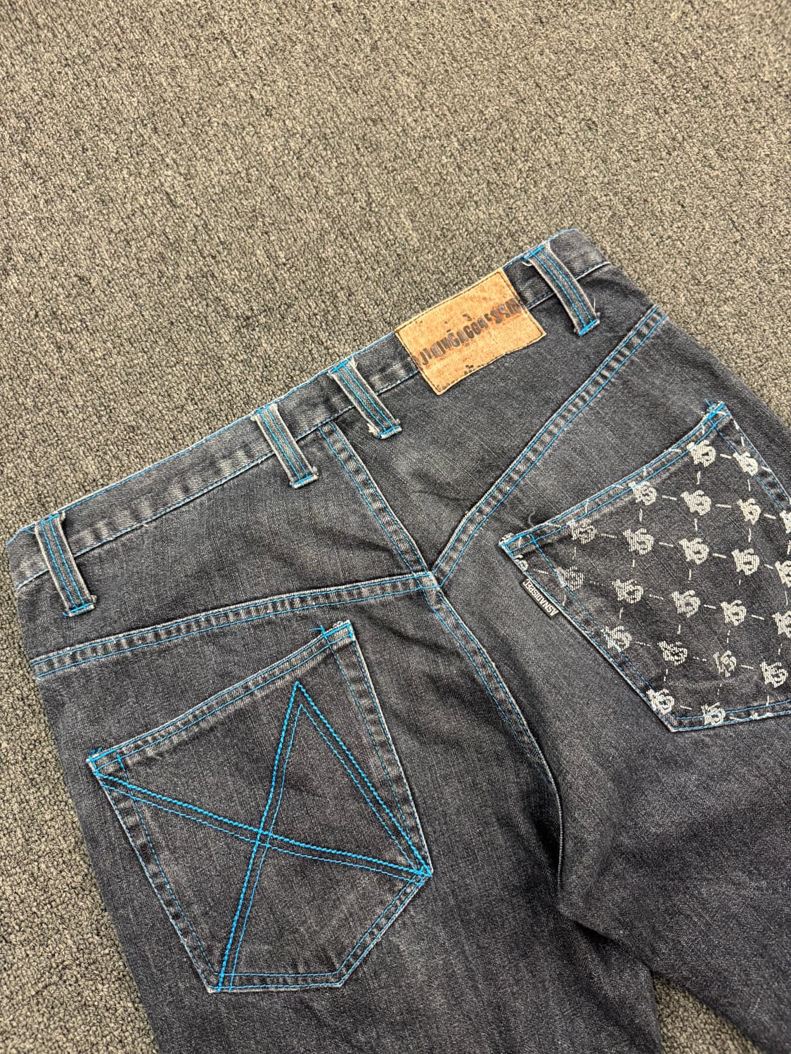 34)Asnadispec 빈티지 포켓 프린팅 블루 스티지 데님팬츠 상품이미지8