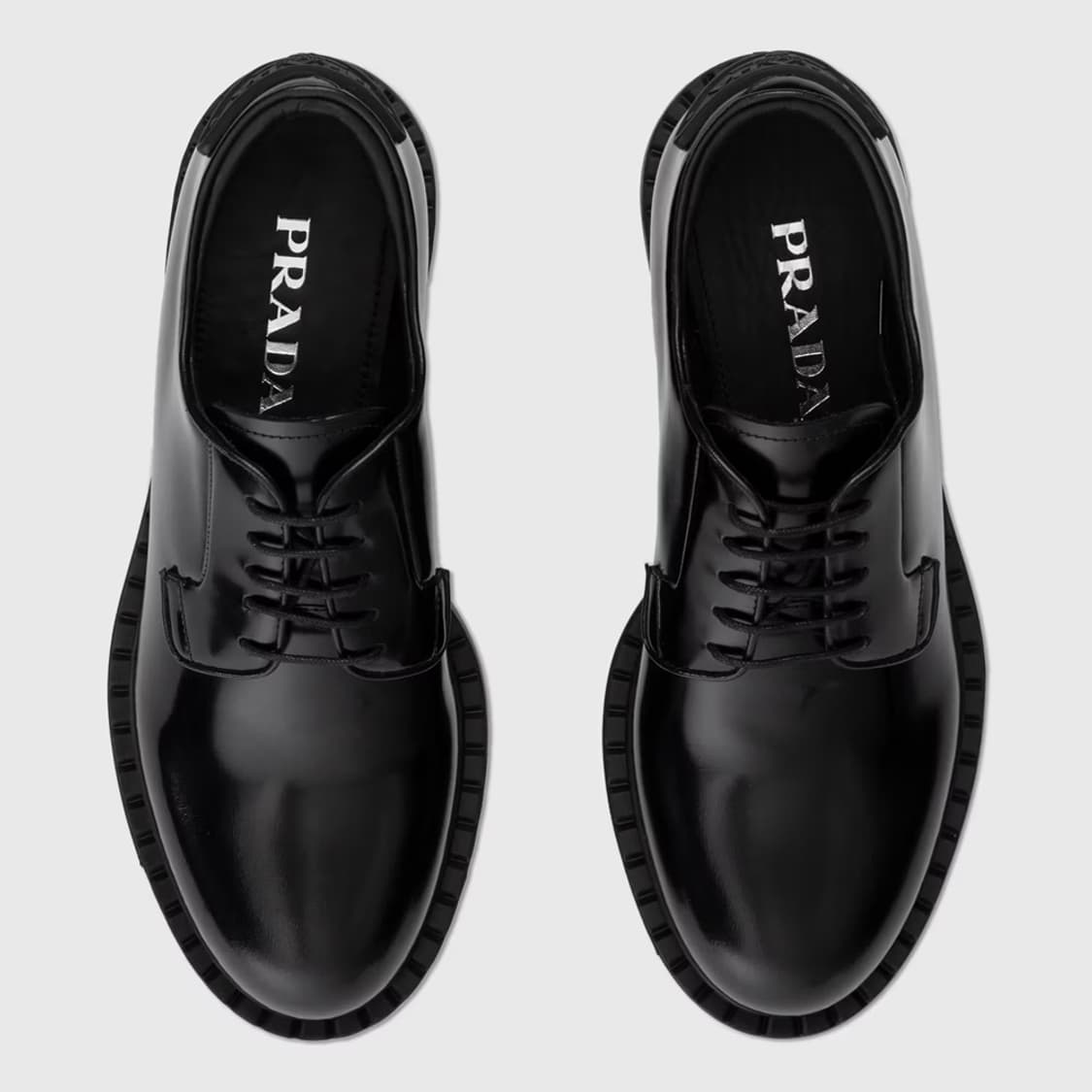 새상품 프라다 로퍼 더비 슈즈 삼각 로고 브러시드 구두 38 사이즈 상품이미지3