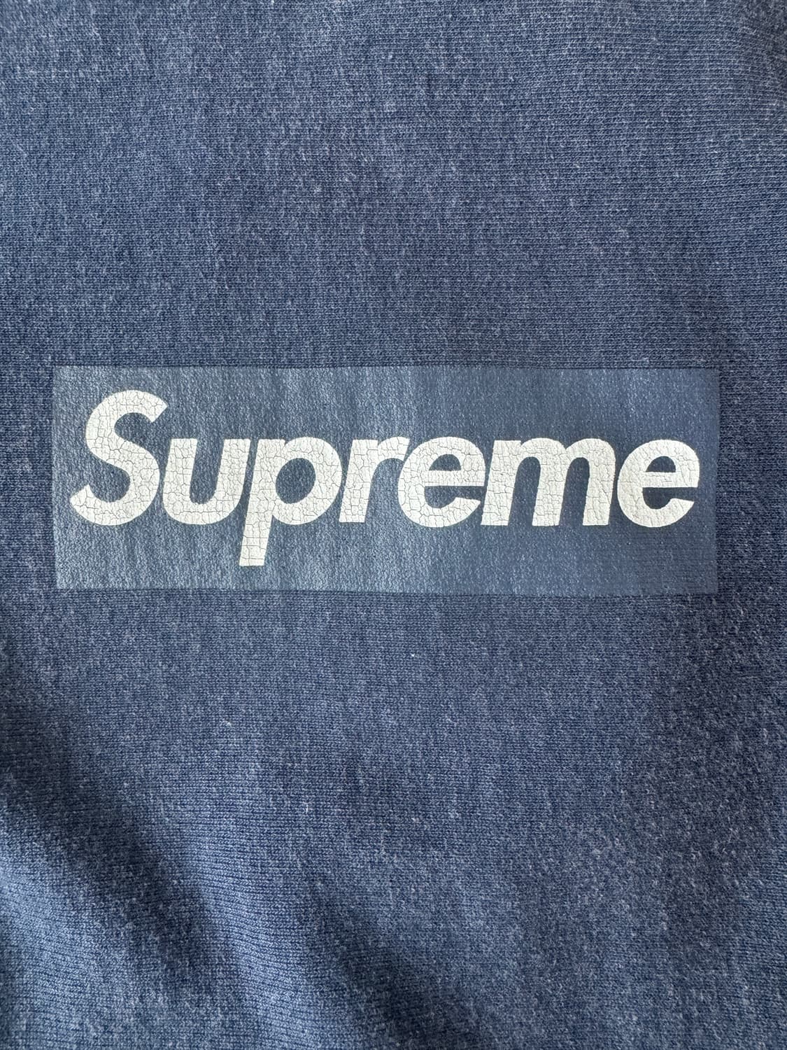 (S)슈프림 워시드 박스로고 크루넥 네이비 상품이미지2