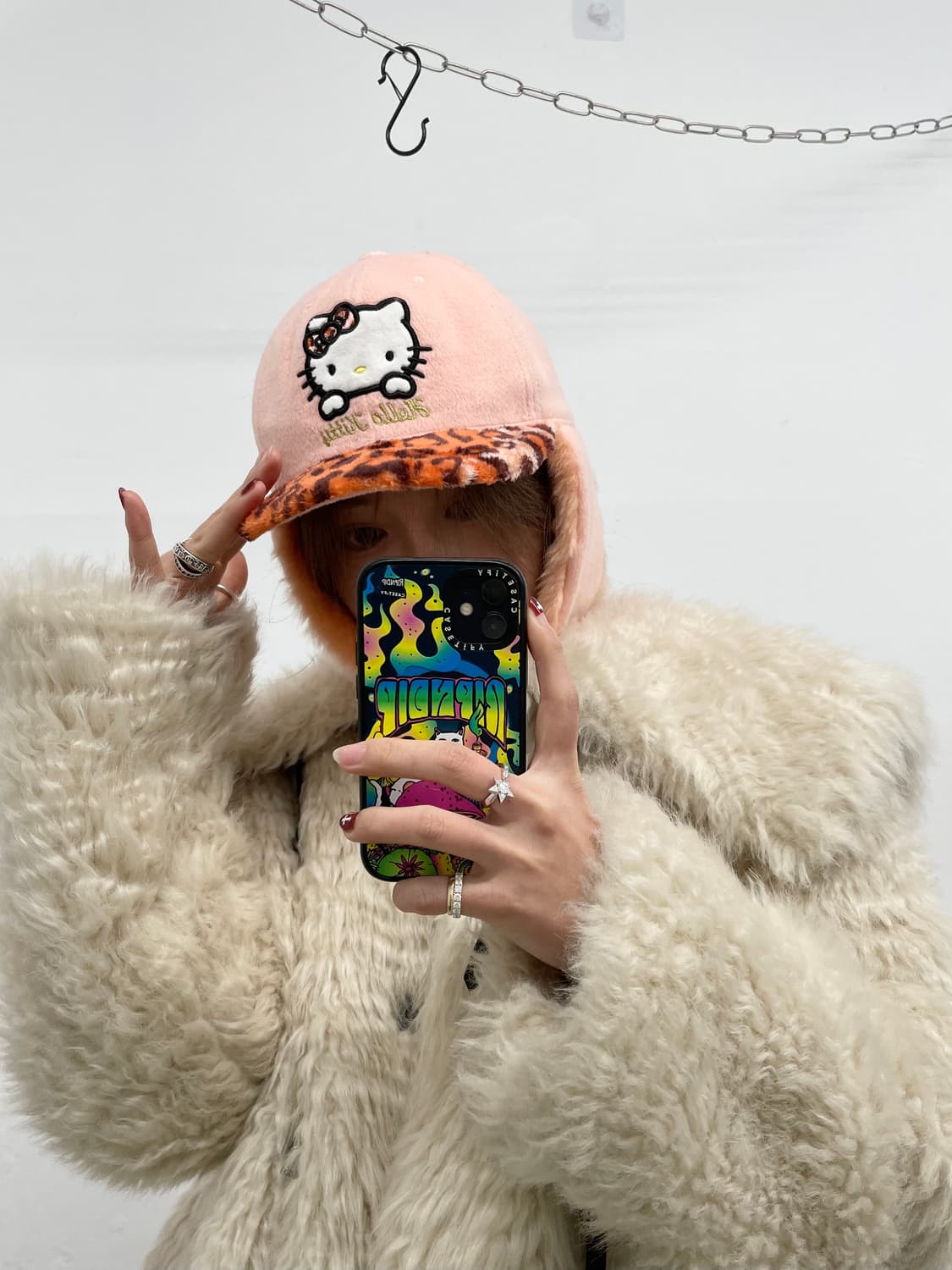 헬로키티 갸루 호피 트루퍼햇 상품이미지4