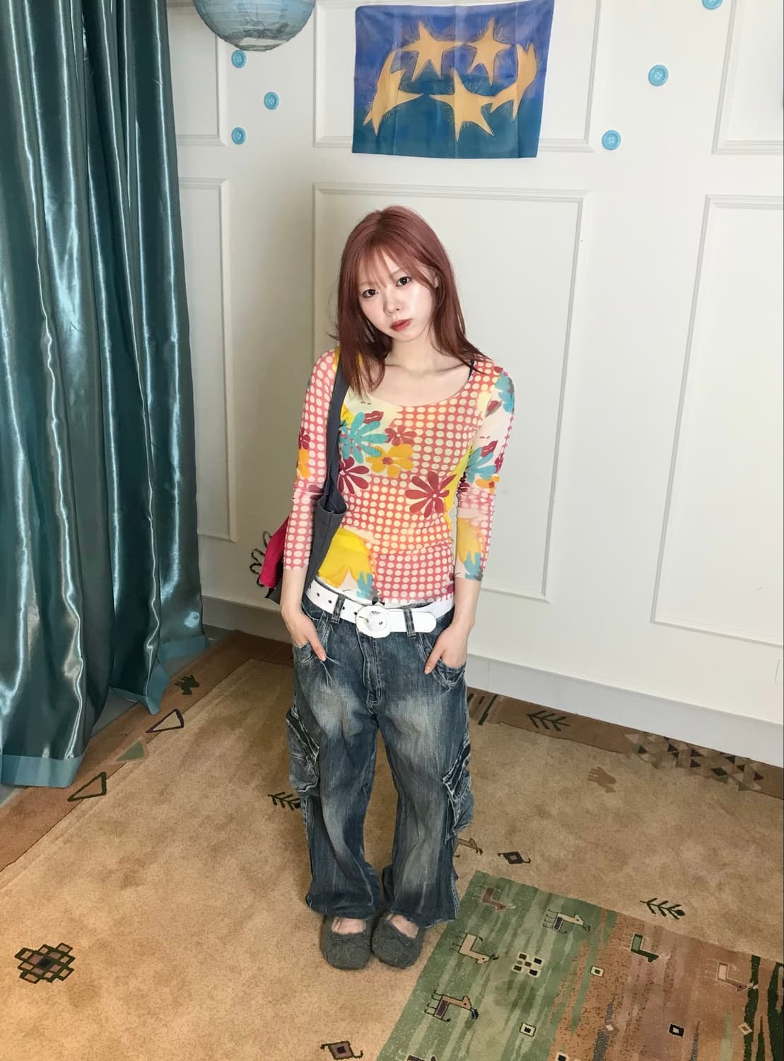 Y2k 무드 지대로••👖 매쉬 슬리브티 레이어드로 더 키치한 코디🩷 상품이미지5