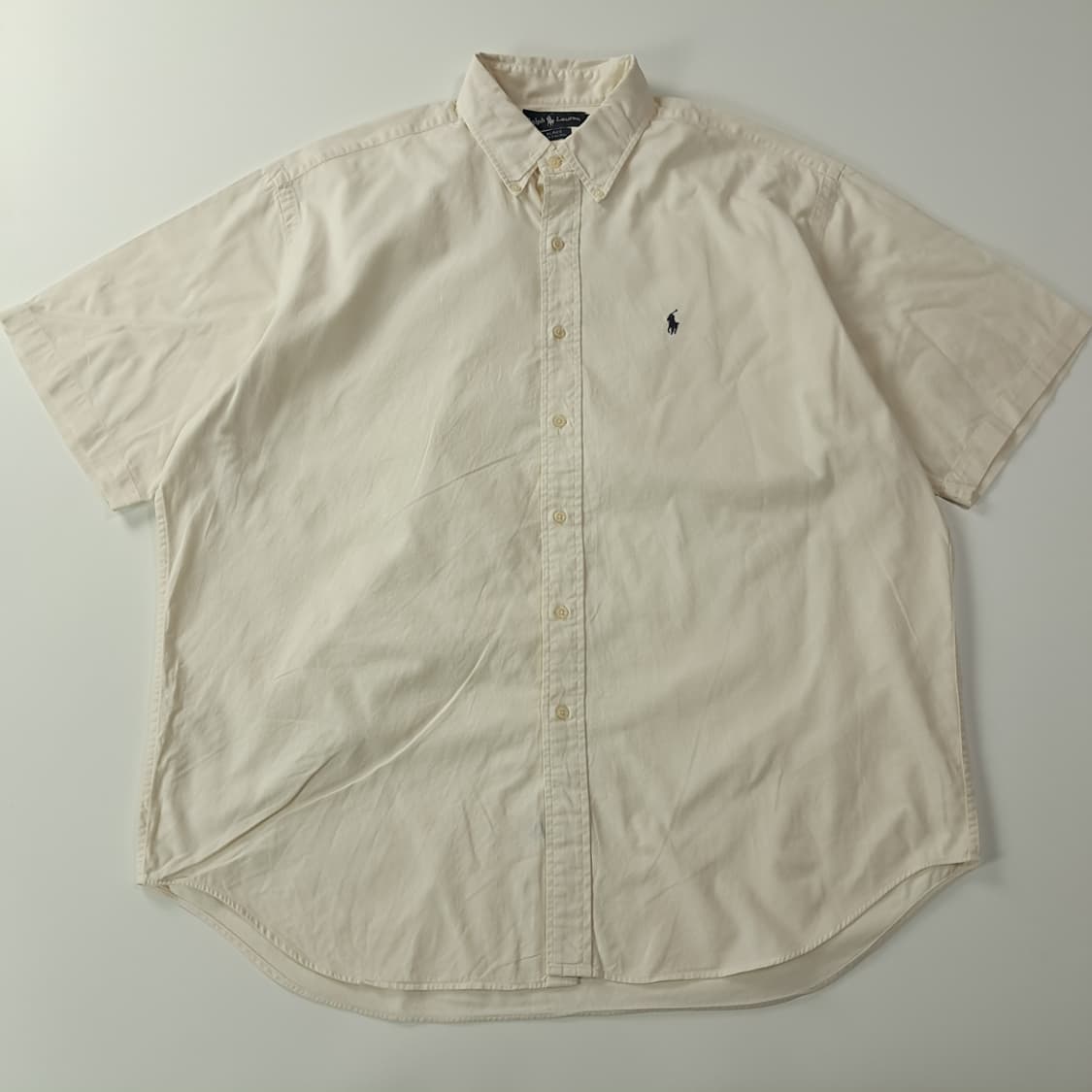 CJ492 XL 폴로 빅사이즈 90s 미국판 네추럴화이트 반팔 셔츠 남 상품이미지1