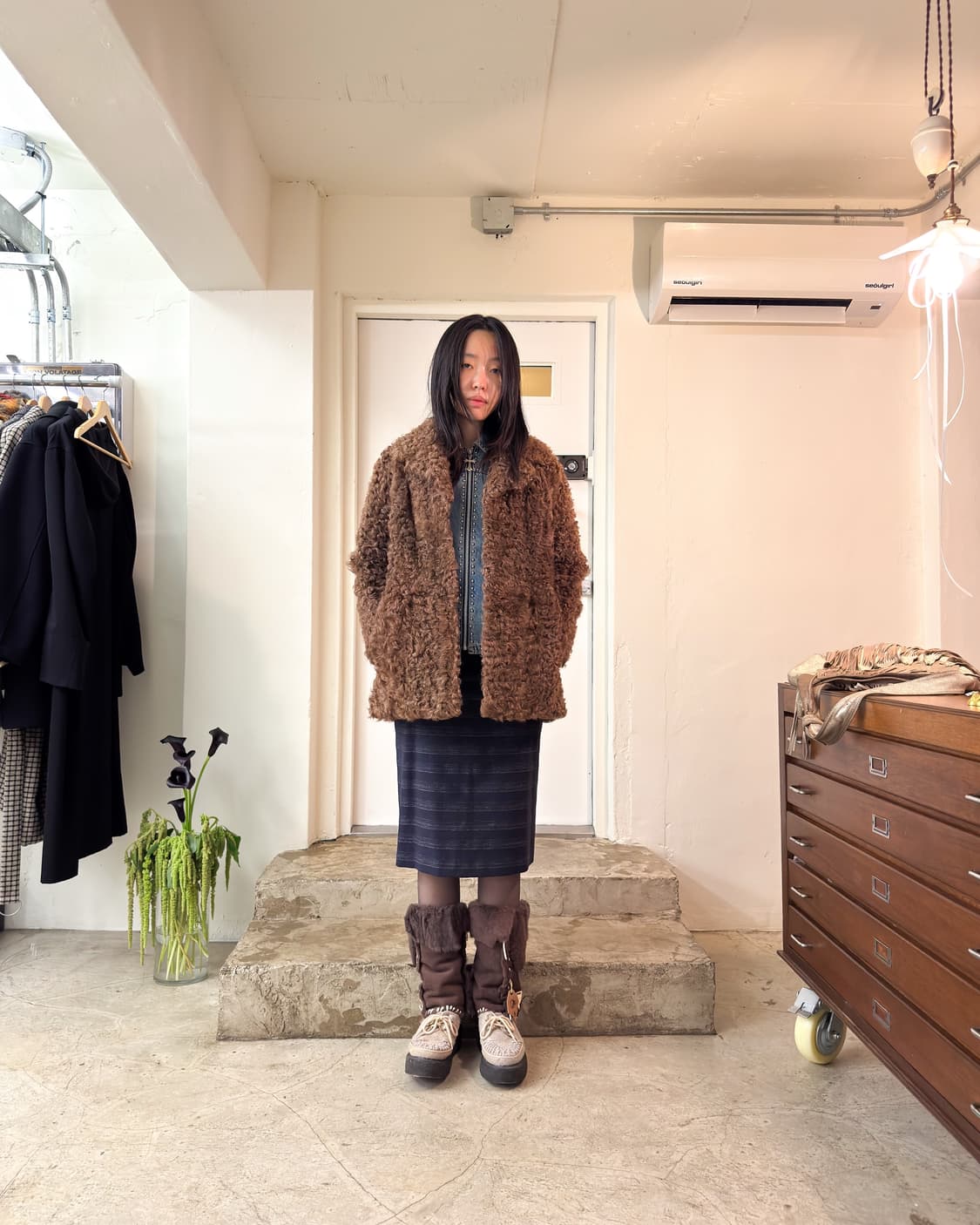 Vintage Curly Lamb Fur Jacket/ L 상품이미지6