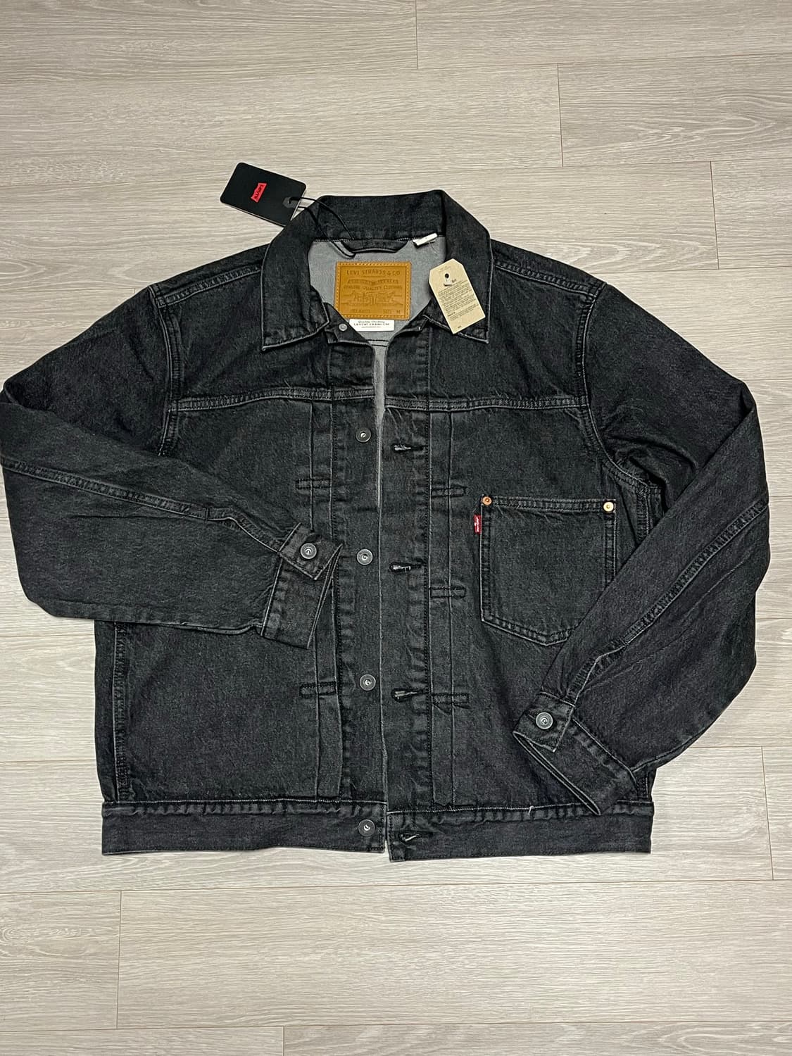 (새상품) 리바이스 프리미엄 라인 타입1 1세대 블랙 데님 트러커 자켓 상품이미지2