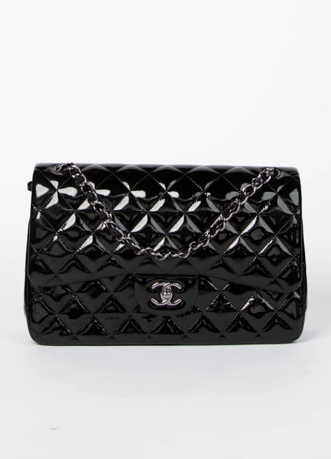 2010s 샤넬 클래식 은장 플랩백 미듐 블랙 정품 상품이미지1