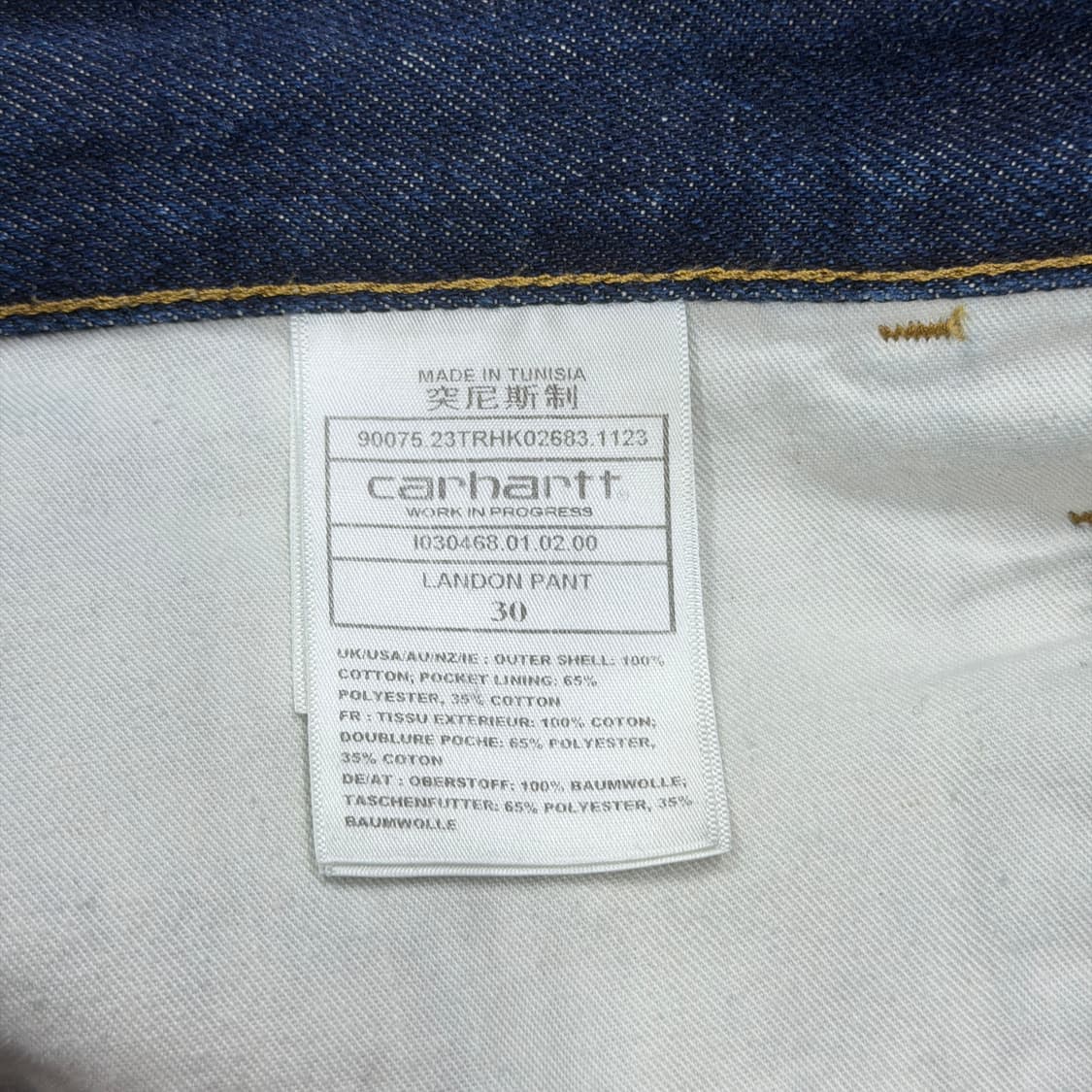 칼하트 WIP 렌든 데님팬츠 바지 30 상품이미지3